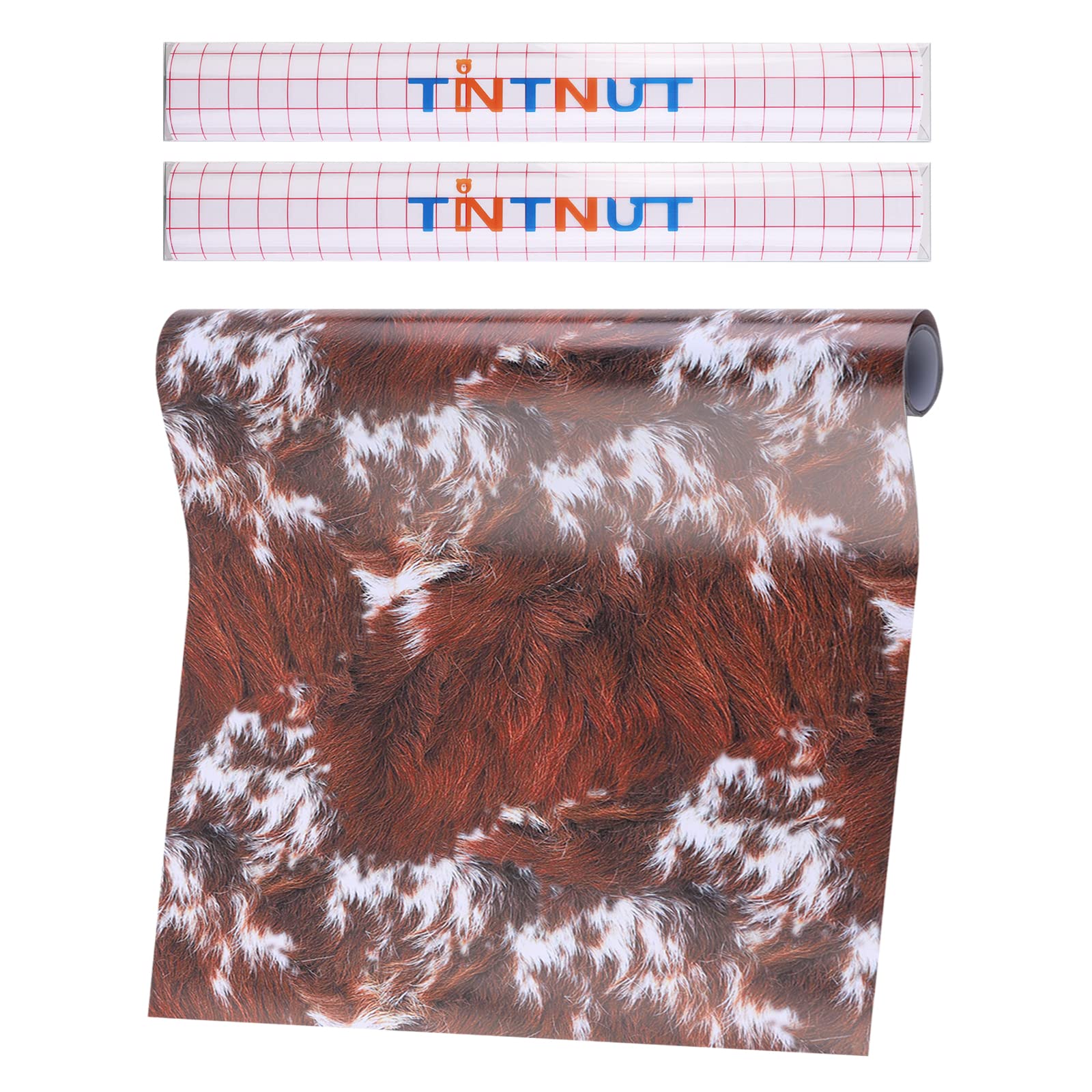 Tintnut Cow Print Permanent Vinyl Roll 12in x 5ft Red Brown Adhesive Vinyl — image 1