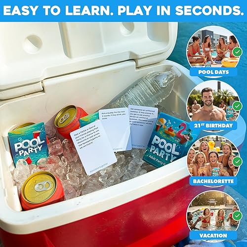Miniatura 6 de Pool Party Juego de fiesta para adultos  Primer juego de cartas de piscina impermeable para adultos  100 divertidos juegos de piscina para adultos