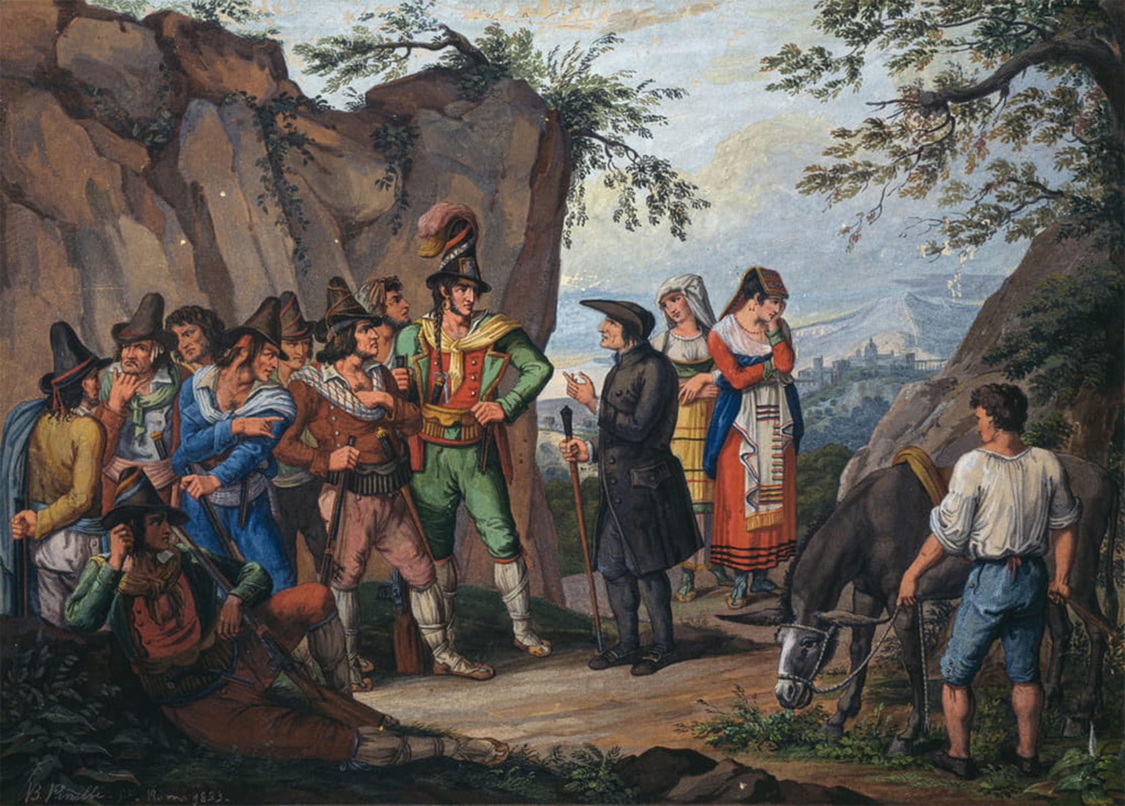 POSTERIIk Famous Animal Posters Vintage Picture Negotiations for Surrender Between Brigand Gasparone by Bartolomeo Pinelli Modern Wall Decor for Home Decor 60x90cm