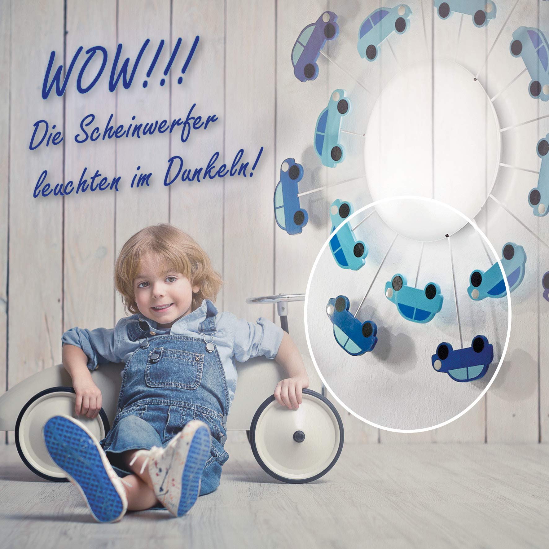 Plafondlamp Ballroom Molecule, blauw, glas, 5-lamps