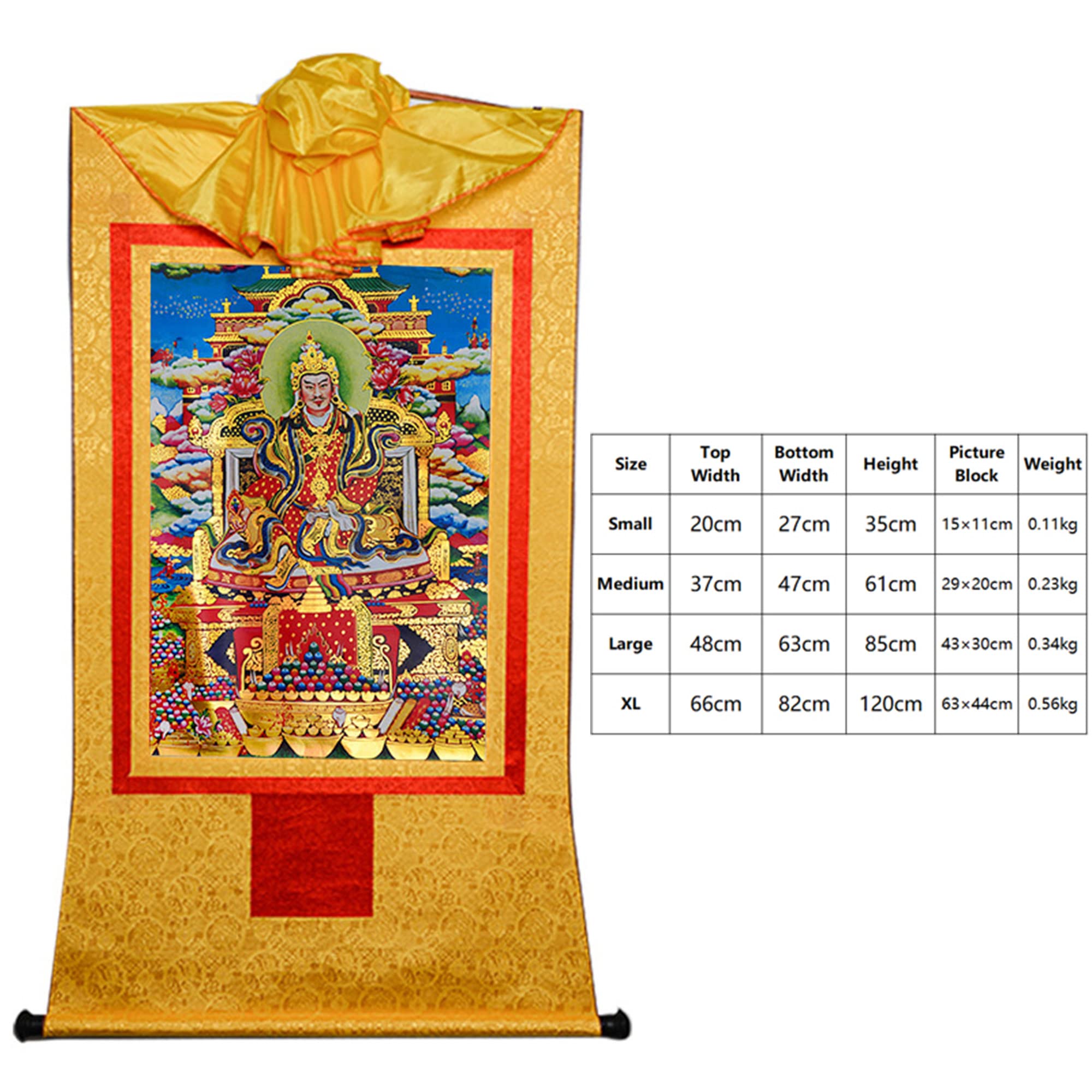 Gandhanra Thangka Tibetano - Guru Padma Gyalpo Thangka - Arazzo di Buddha a Stampa Dorata per Decorazione Zen, Meditazione, Rilassamento Spirituale e Pace