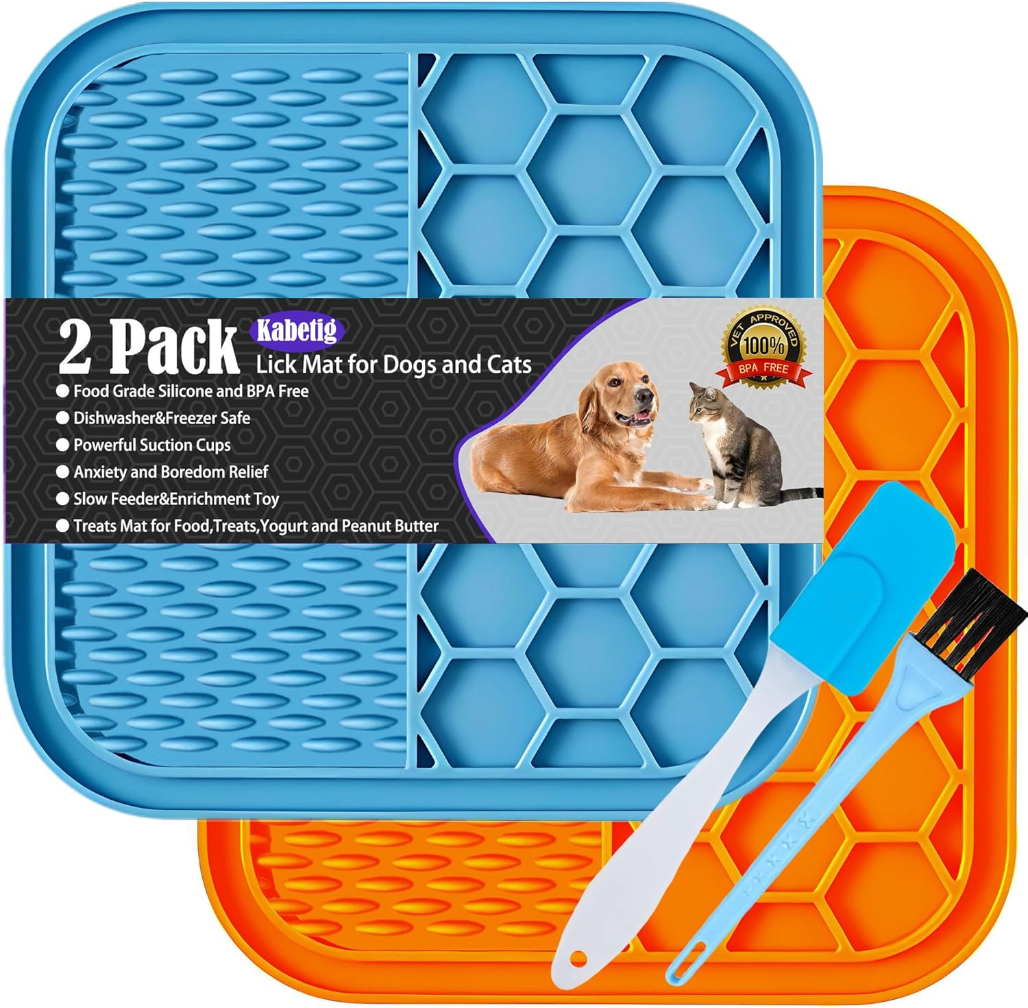 Kabetig 2PCS Dog Lick mats for Dogs & Cats with Suction