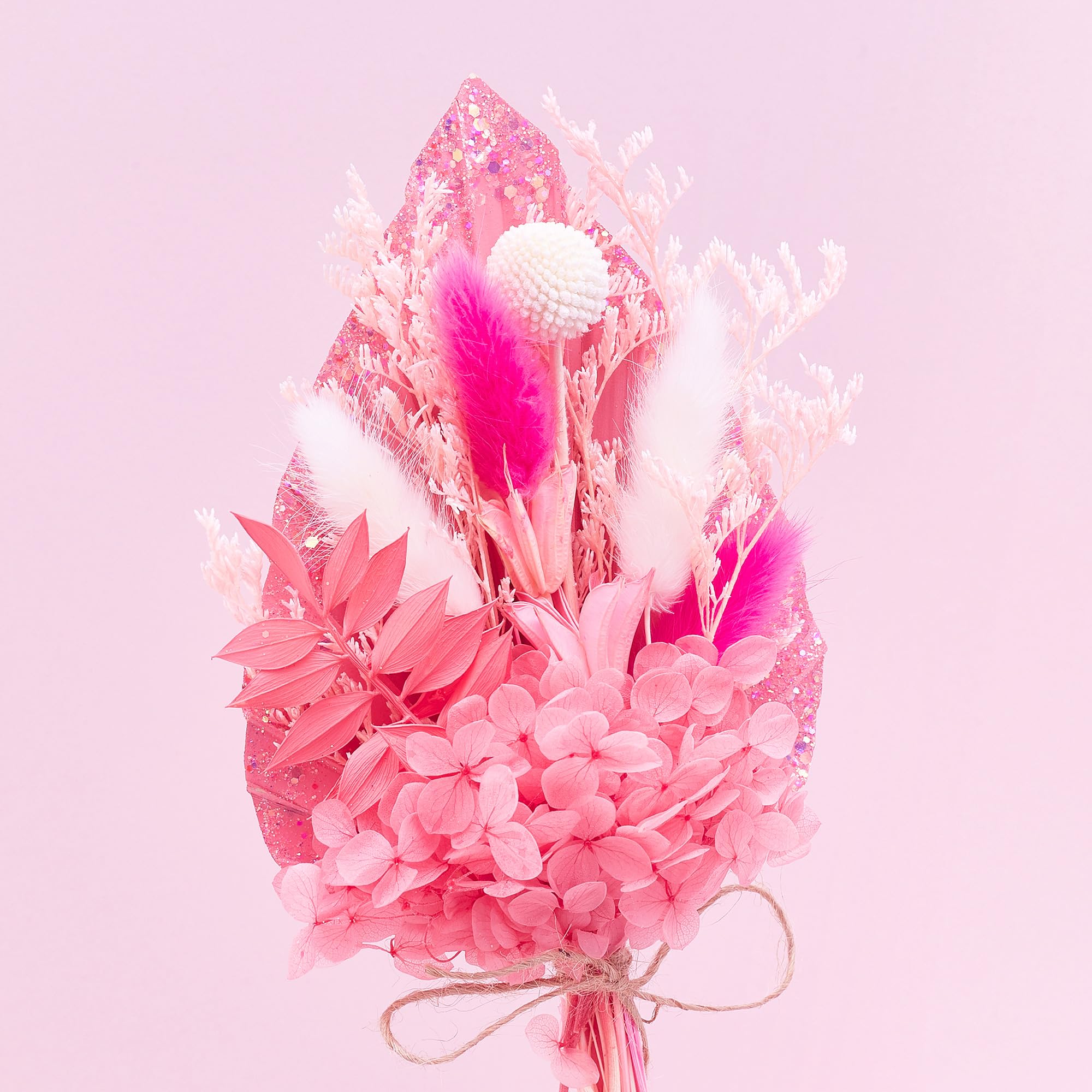The Baked Studio - Dried Flowers For Cakes Decoration And Crafts With A Pink Glitter Palm Spear (Pinks & Glitter) - Image 3