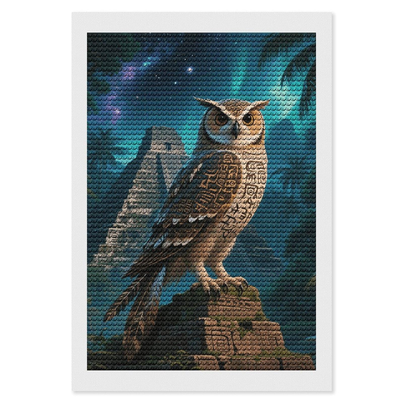 FodPand Maya Owl 5D Diamond Painting Kits for Adults Beginners Full Drill Round Diamond Dots Pictures Gem Art Supplies for Home Wall Room Decoration DIY Craft Set Gift 8x12