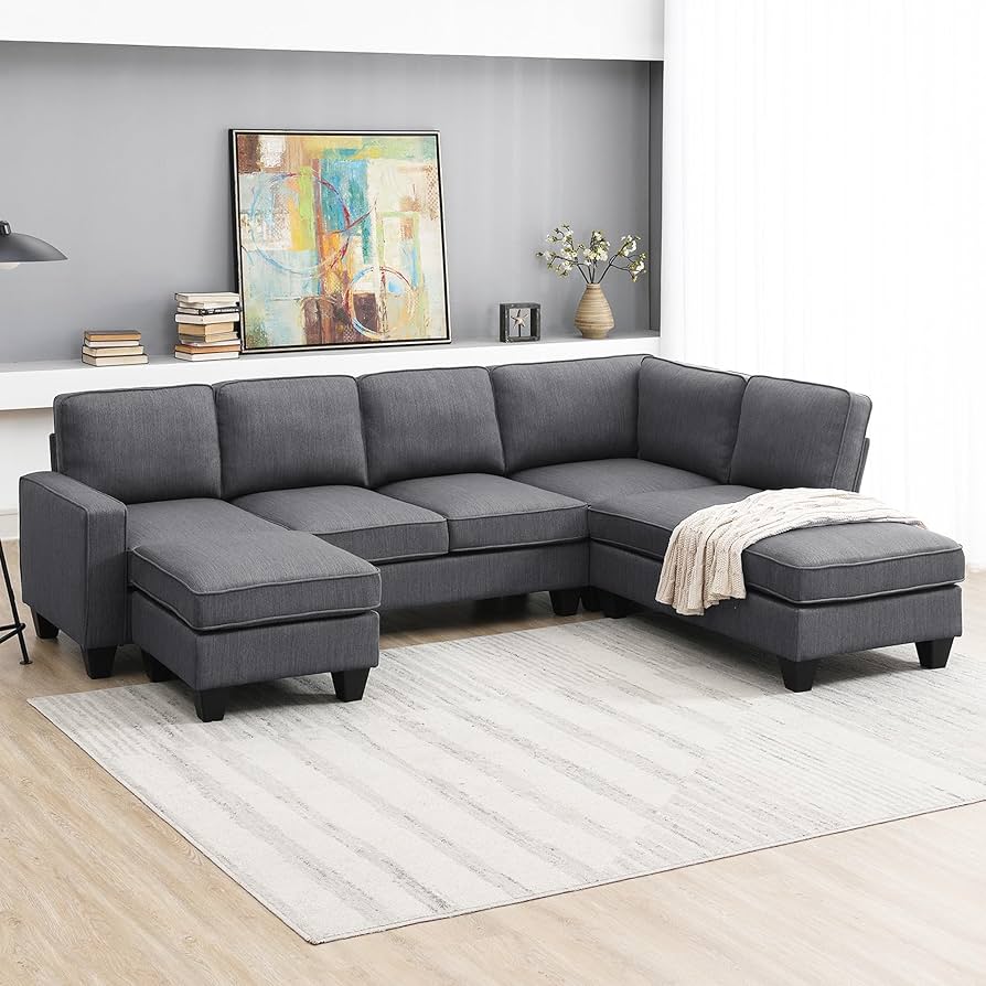 mi_ソファー大 Stylish - Modern Fabric Sofa 2 seater Charcoal gray – KANADEMONO