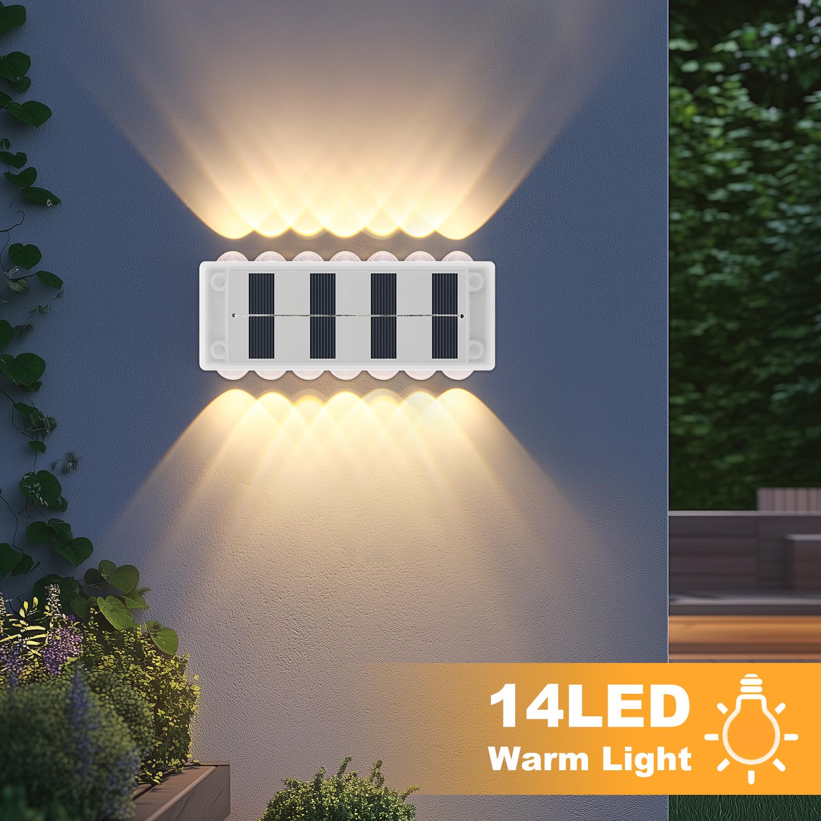 ALLOMN 4 Pack Solar Wall Lights Outdoor Garden - Image 2