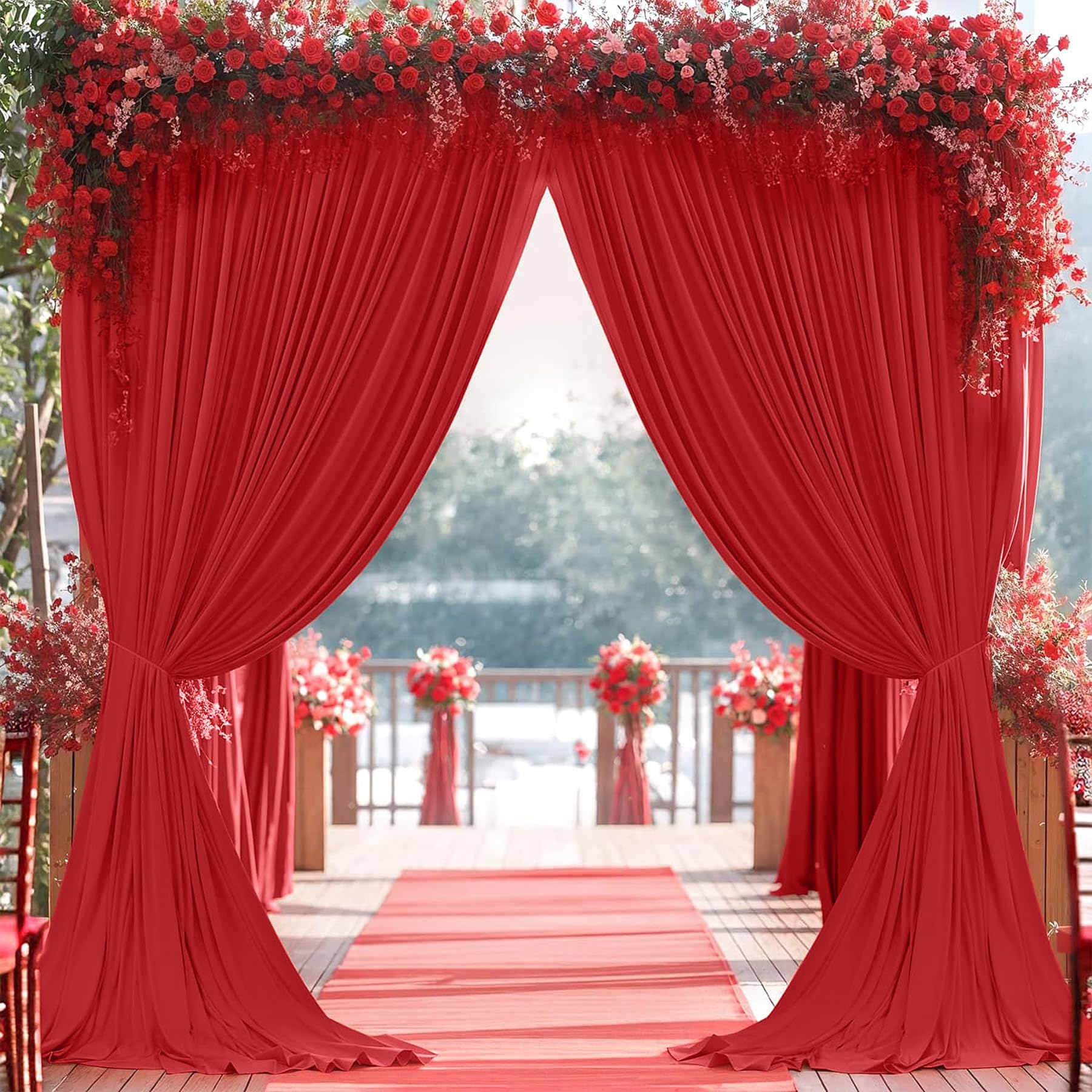 Faltenfreier Roter Fotohintergrund – Polyester, 3x3 M, 2-teilig, Für Hochzeiten, Partys & Heimdekoration