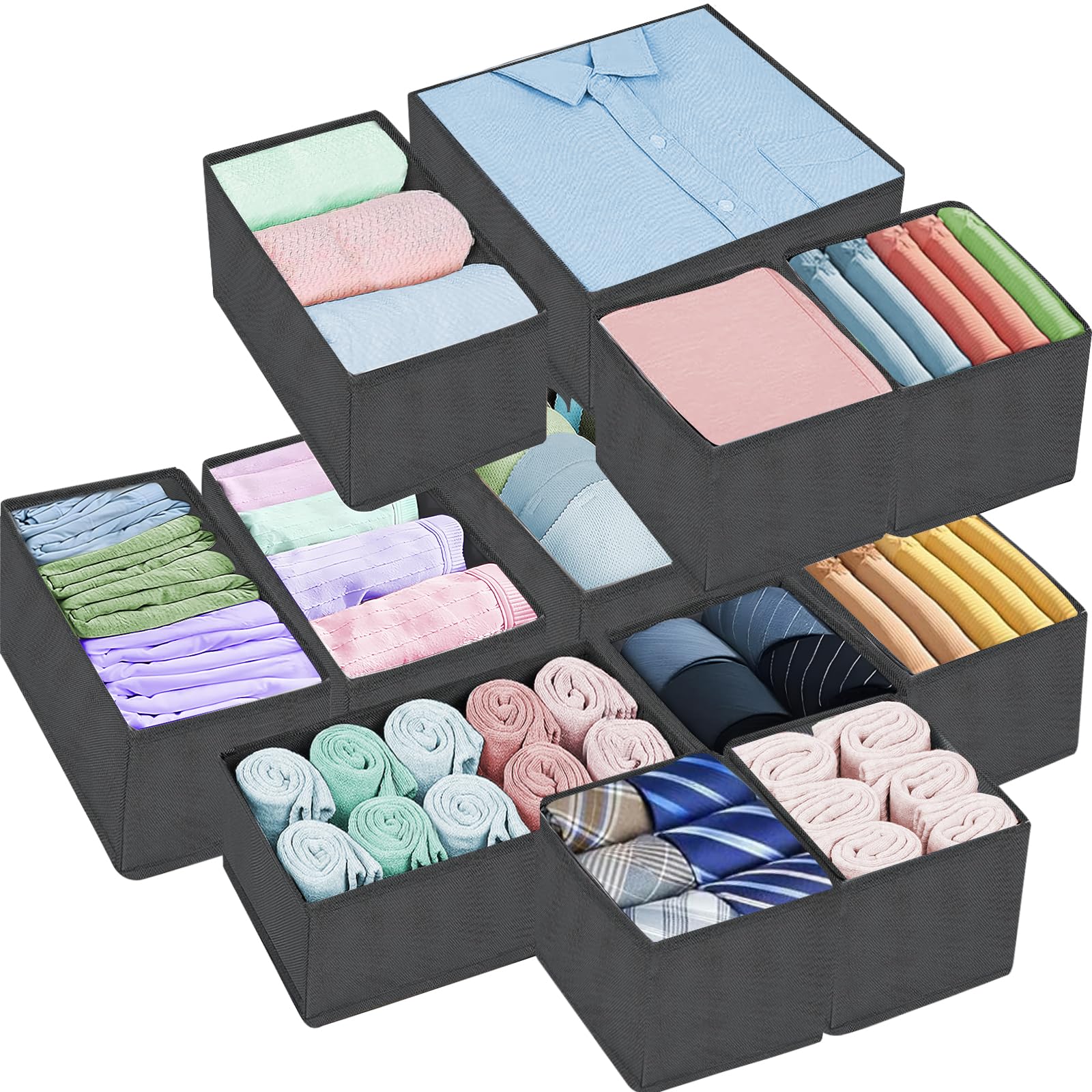 Organisateur De Tiroir Pliable, Lot De 12 Boîte De Rangement Pour Sous