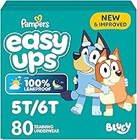Vista 1 de Pampers Pantalones de Entrenamiento - Easy Ups Niños y Niñas Bluey - Talla 5T-6T, 80 Unidades, Ropa Interior Infantil para el Orinal
