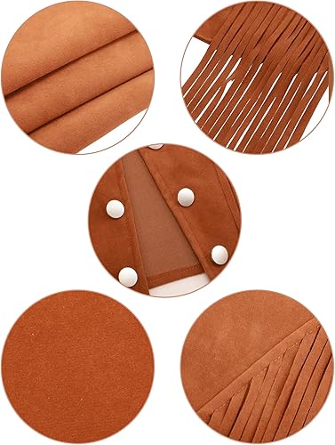 Miniatura 3 de Yaomiao Chaleco hippie de los años 70 para mujer, con flecos, fieltro occidental, sombrero de vaquera, remaches, sin mangas, con borlas de gamuza