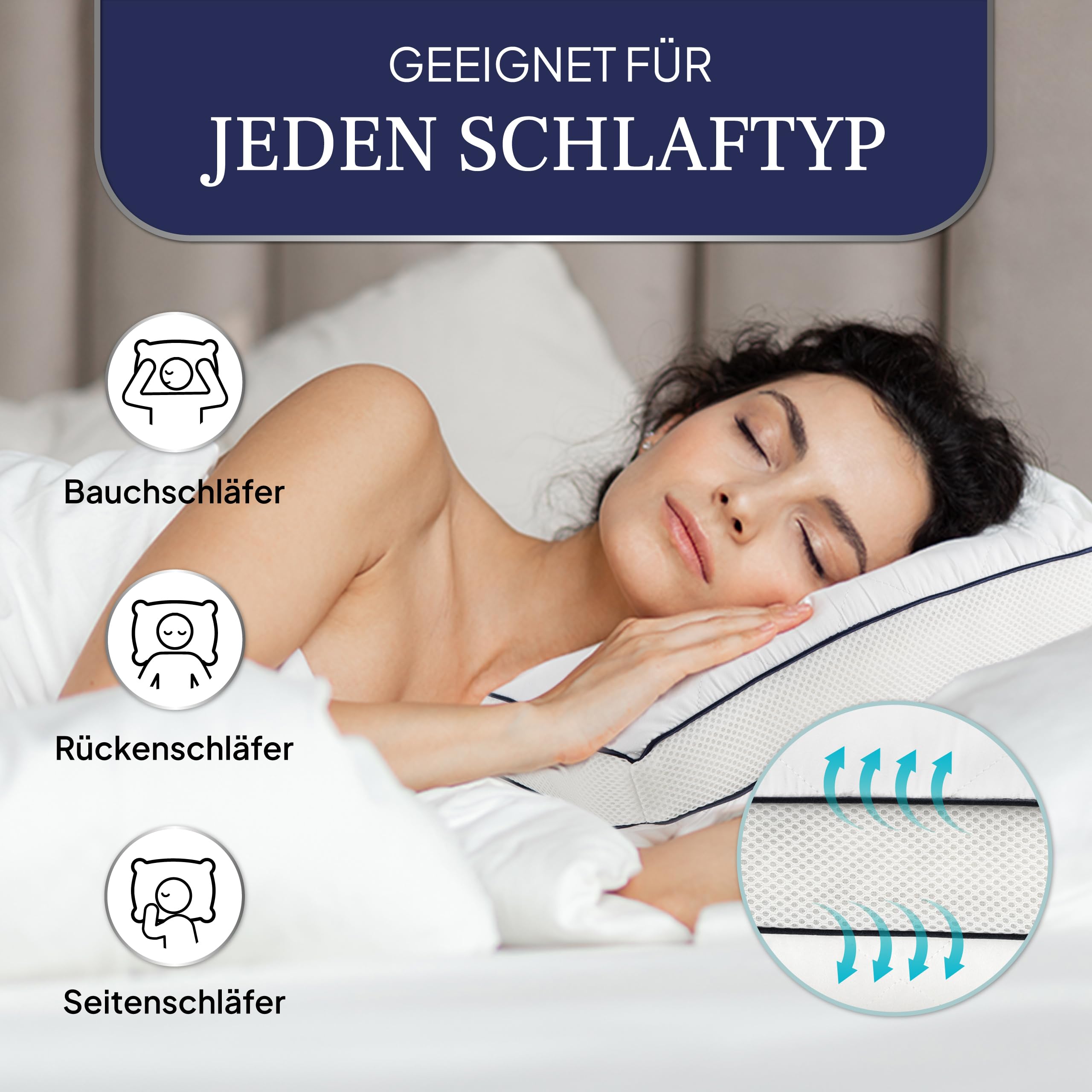 Gentle North Hochwertige Kopfkissen 40x80 cm groß in Hotelqualität - 2er Set Flauschige, gut gefüllte Schlafkissen für Allergiker geeignet (Ökotex 100 Zertifiziert)