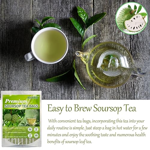 Miniatura 5 de Bolsas de té de hoja de graviola de guanábana premium, té de guanábana, hojas de guanábana, 100% natural y puro, hecho a mano, aumenta la inmunidad,