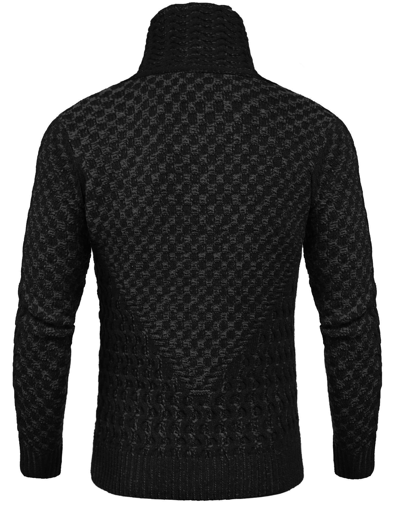 Coofandy, maglione a collo alto da uomo, lavorato a maglia, stile casual - Nero - L
