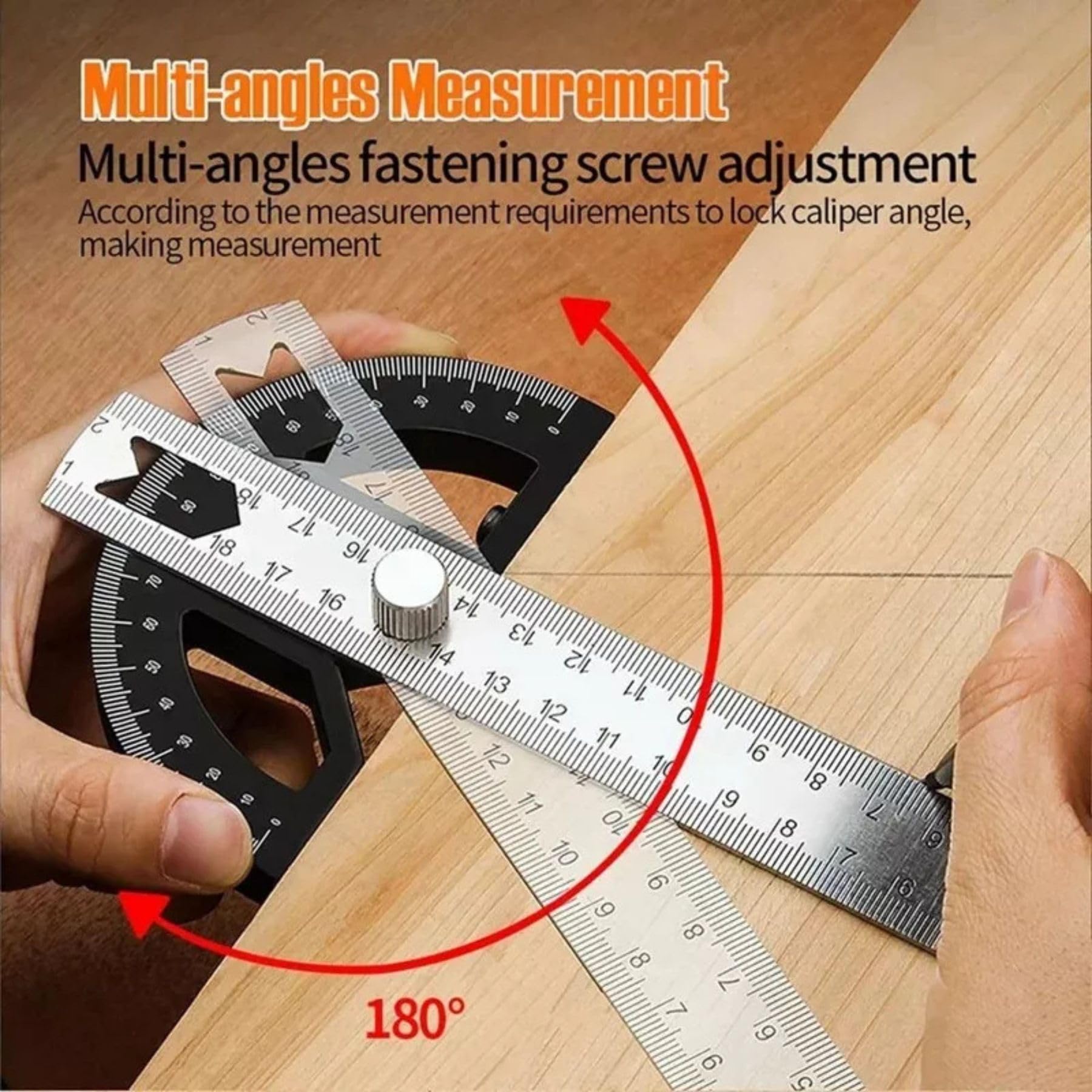12" Inch Metal Adjustable Protractor / 0-180° Degrees Angle Ruler Gauge Measure Tool for DIY Builders - Image 3