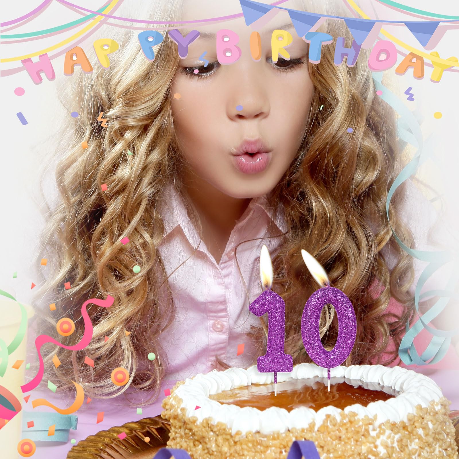 Candela di compleanno a sirena, Decorazione per feste a sirena, Candela di compleanno con conchiglia glitterata, Topper per torta con numeri scintillanti, Candela ricordo, Articoli per feste - Italia
