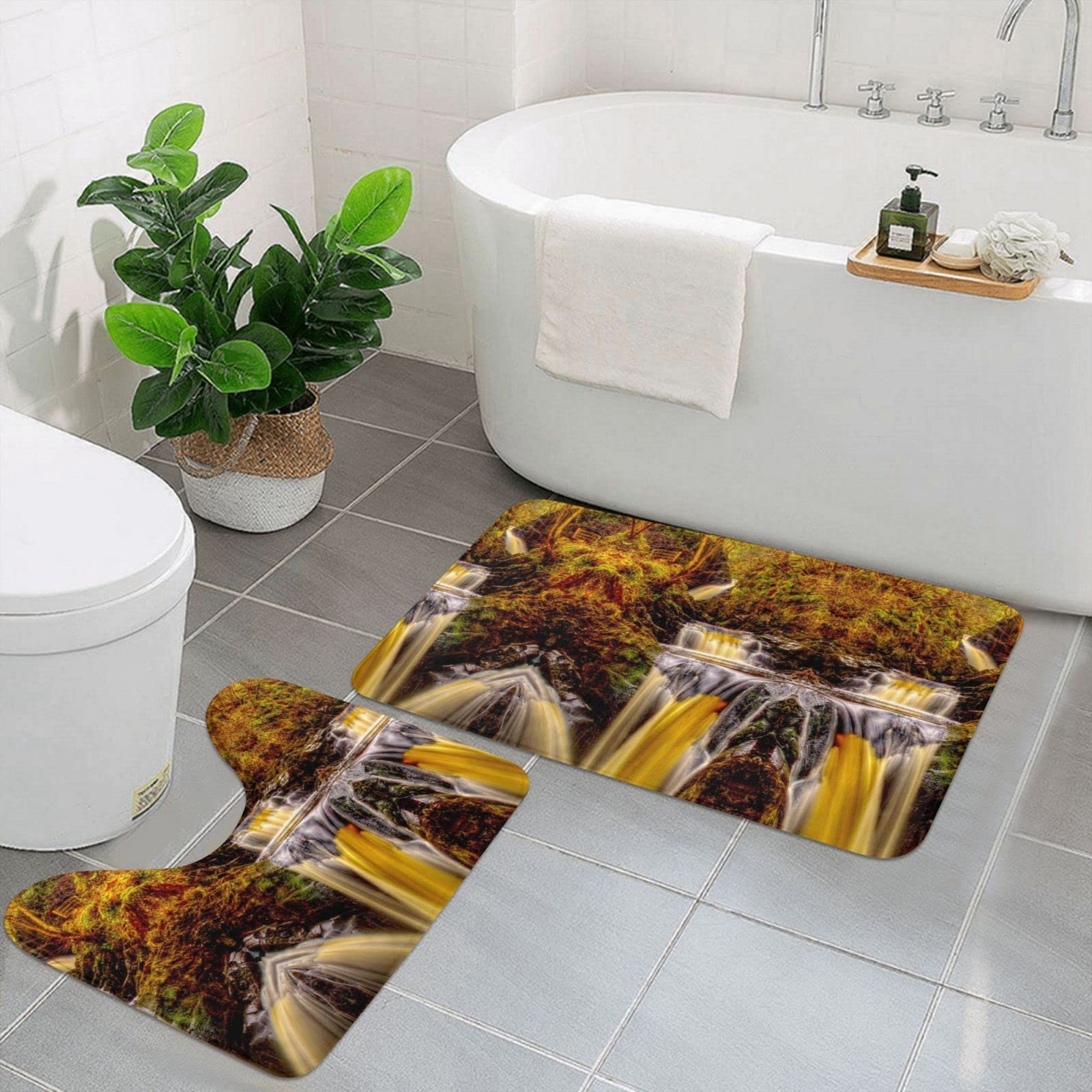 Tapis de bain doux lavable et tapis de douche antidérapant imprimé Milky Way Falls x2