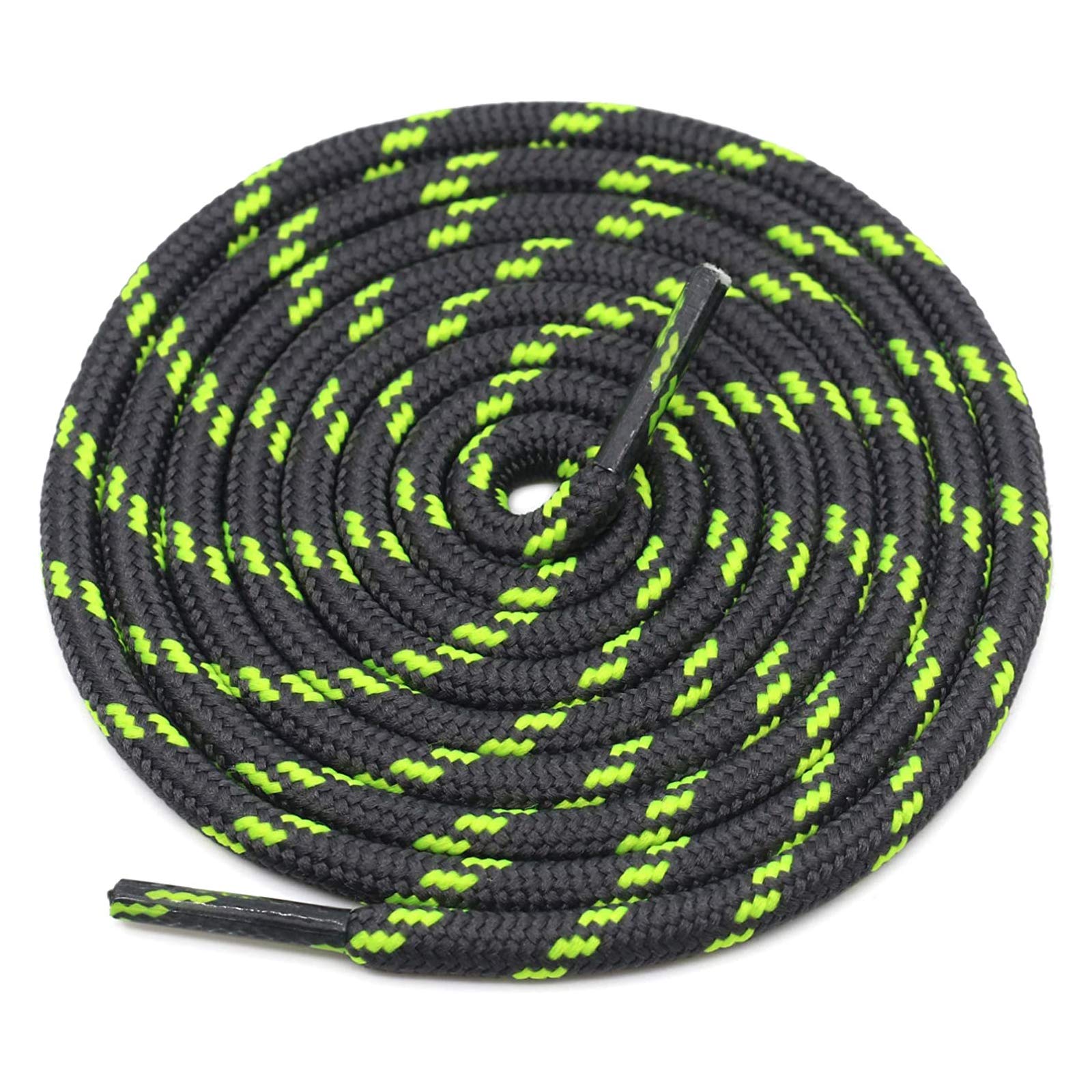 靴ひも シューレース 丸ひも 頑丈 耐用 登山靴用 ブーツ用 丸柄 グレー×グリーン 120cm