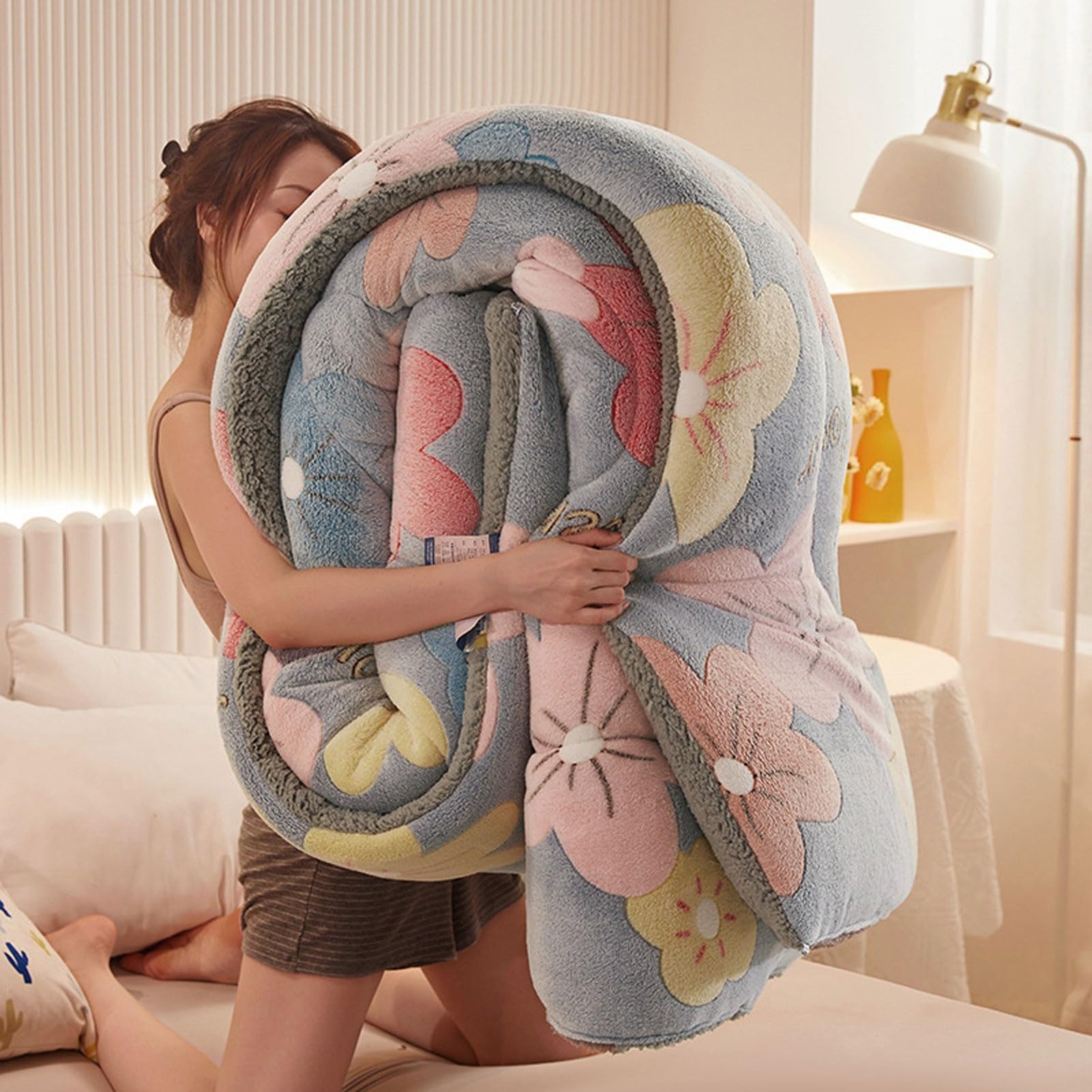 XHCTNN Dekbedden Queen Size Set Dubbelzijdig Fleece - Snel Warm Sherpa Dekbed - Eenpersoonsbed Dekbed Dik en Warm (E,200 x 230 cm/3,0 kg
