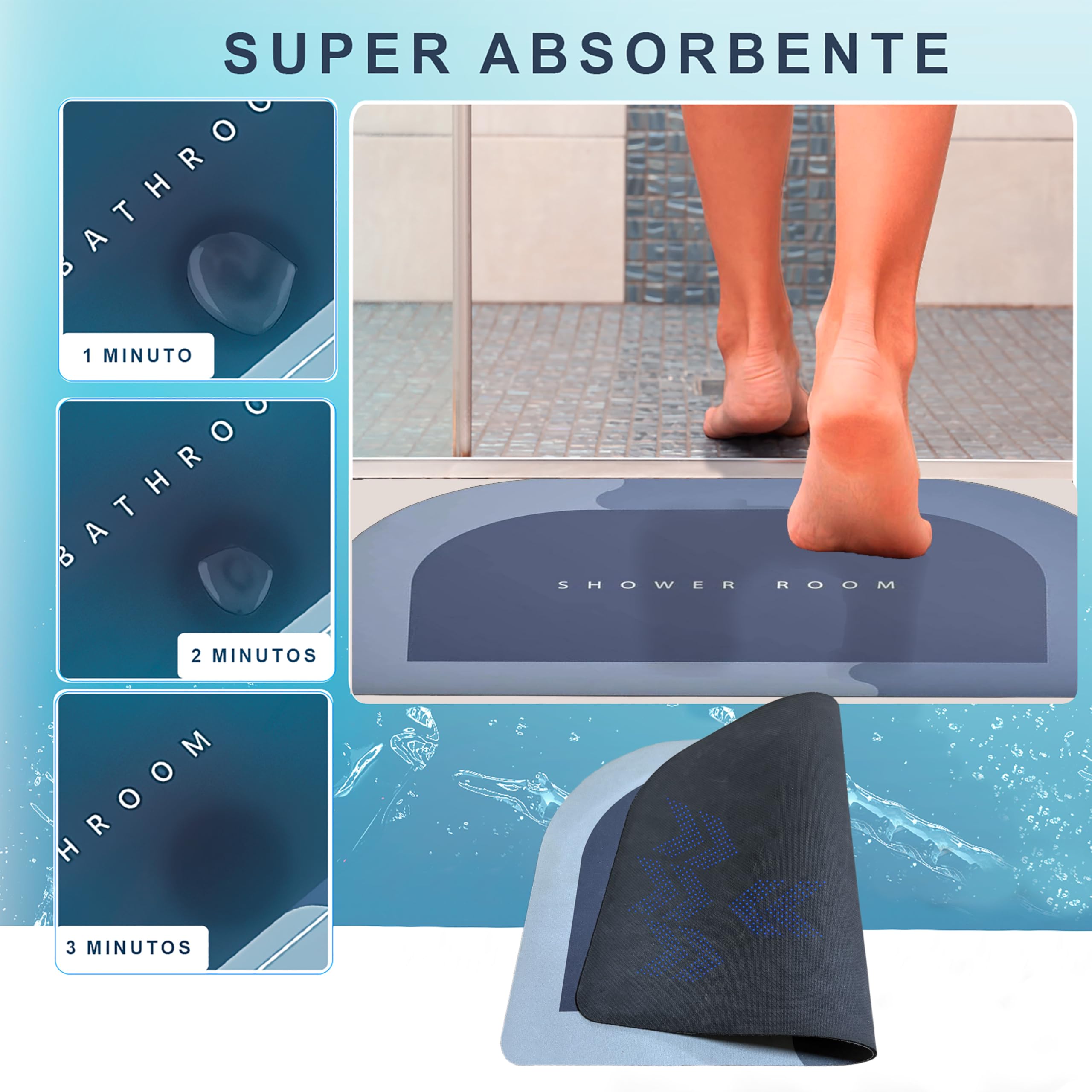 Diatomite Tappeto Tappetino Super Assorbente,Tappeto Bagno Diatomite,Microfibra Tappeto Assorbente,Tappeto Bagno Antiscivolo Tappetino Doccia Asciugatura Rapida, Per Tappetino Per Bagno In Pietra