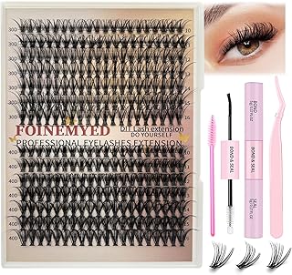 DIY Lash Extension Kit 280Pcs 30D 40D Individual Lashes Clusters With Lash Bond and Seal and Lash Applicator 10-16mm Mix D Curl volume Lashes Wispy DIY EyeLash Extension Kit At Home, By FOINEMYED