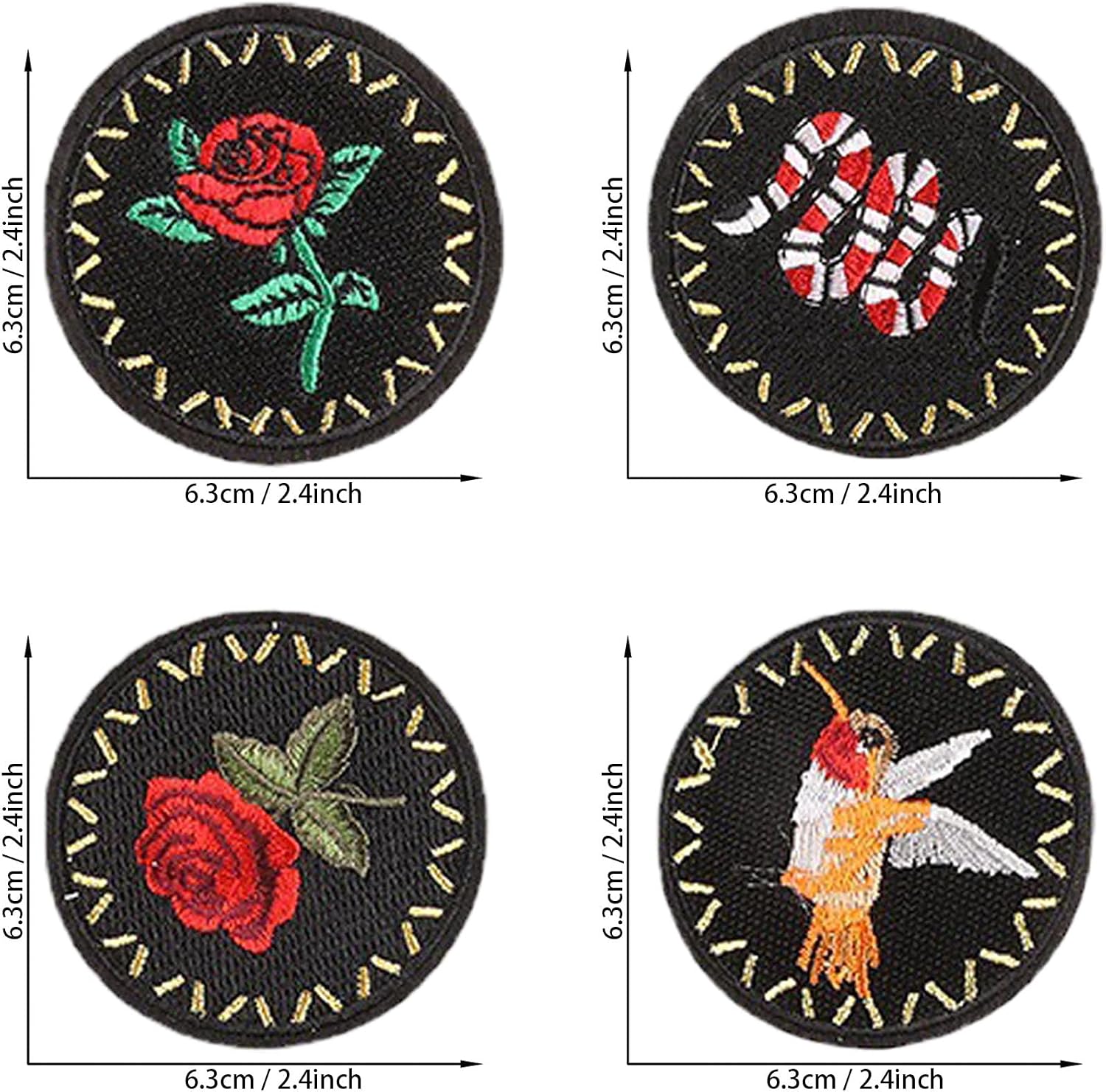 Woohome 10 PCS Iron on Patches Flower Appliques Stickers, Rose Mixed Birds and Insects Basket Embroidery Decorative Patches Applique Sew on Patches for Craft DIY, Clothes, Dress, Hat