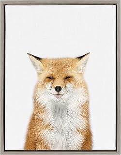 Kate and Laurel Sylvie Studio Fox Animal Print Portrait Framed Canvas Wa...