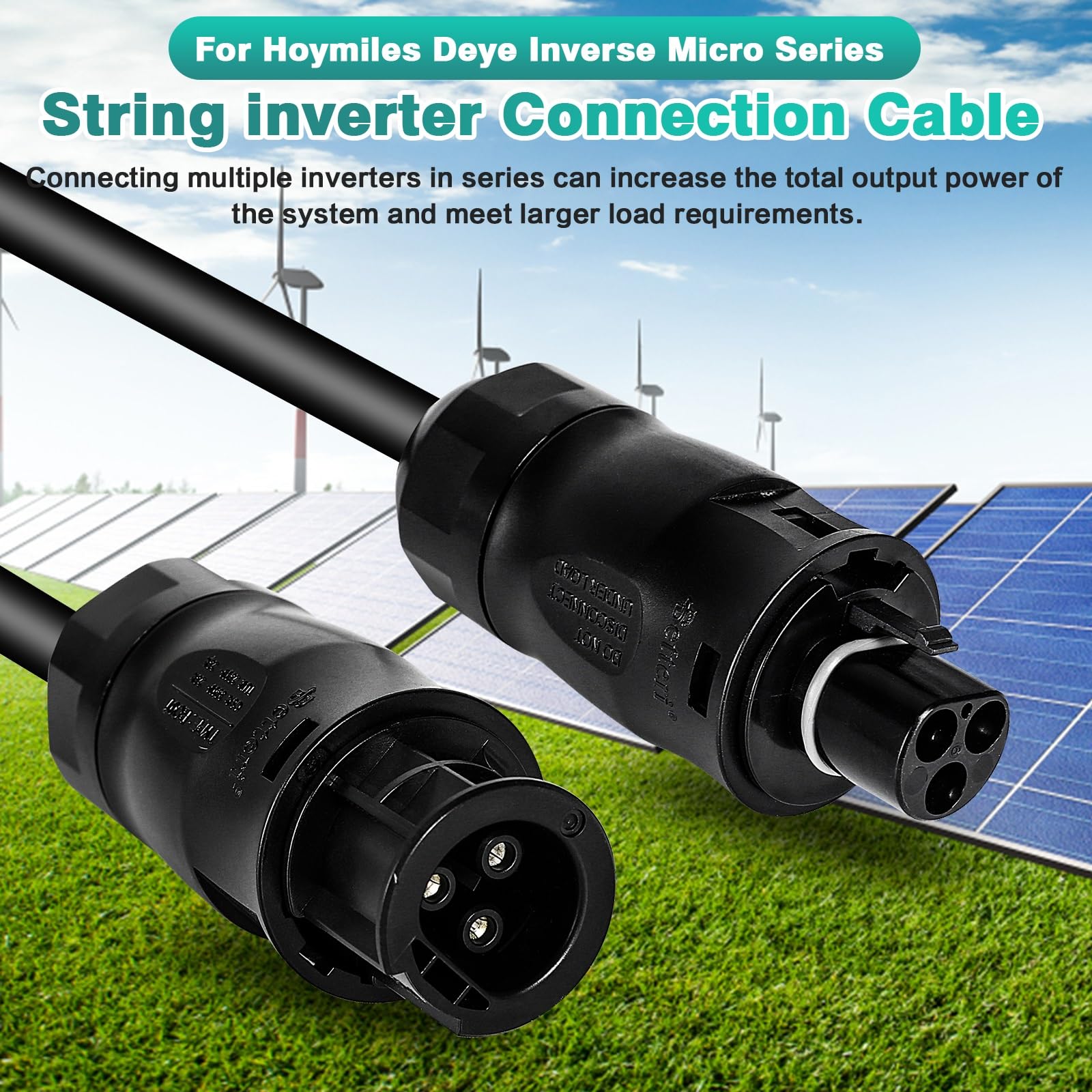 Jadeshay Câble de Micro-Onduleur, Câble CA Betteri BC01 Cable de Connexion Mâle et Femelle Compatible avec la Connexion Série du Micro-onduleur Hoymiles Deye, 2M