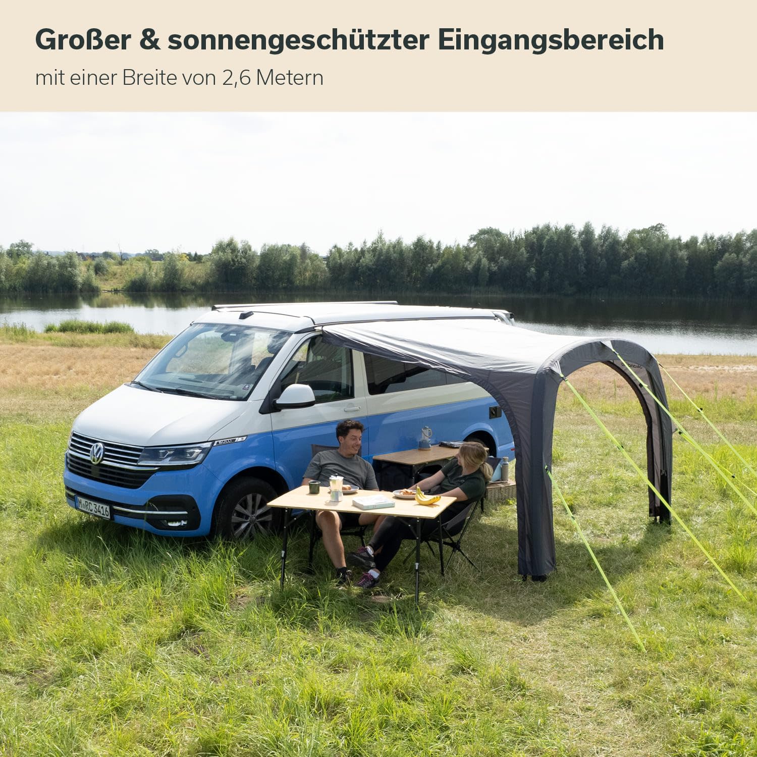 Skandika Vorzelt Vika Air Van 260 | aufblasbares Vordach, Caravan Tarp, Sonnensegel, Sonnendach UV 50+, 3000 mm Wassersäule | Buszelt, Busvorzelt für Wohnmobil, Wohnwagen, Camper, Campervan, Bus