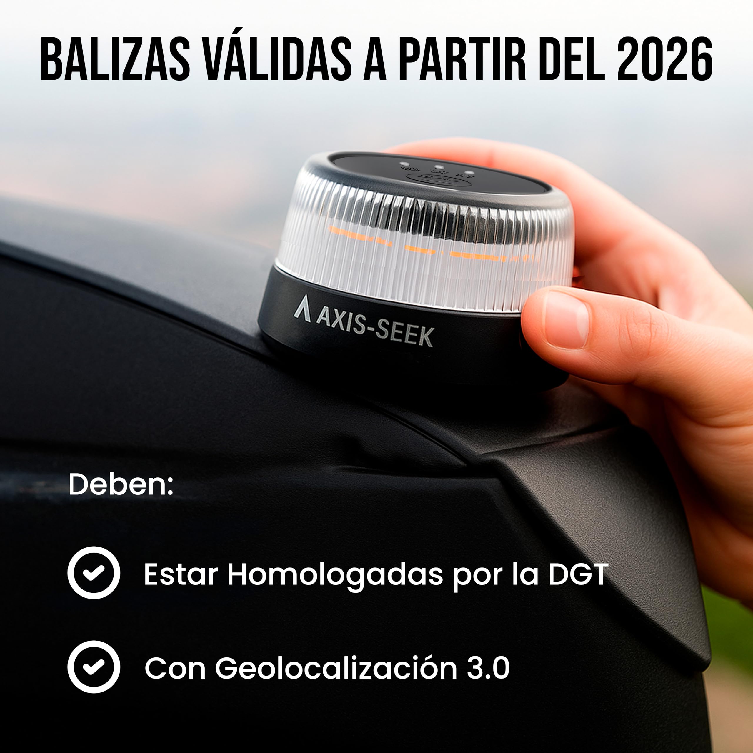 Baliza V16 Homologada por la DGT 3.0, Luz Emergencia LED con Geolocalizacion y con Pilas Incluidas, GPS y SIM