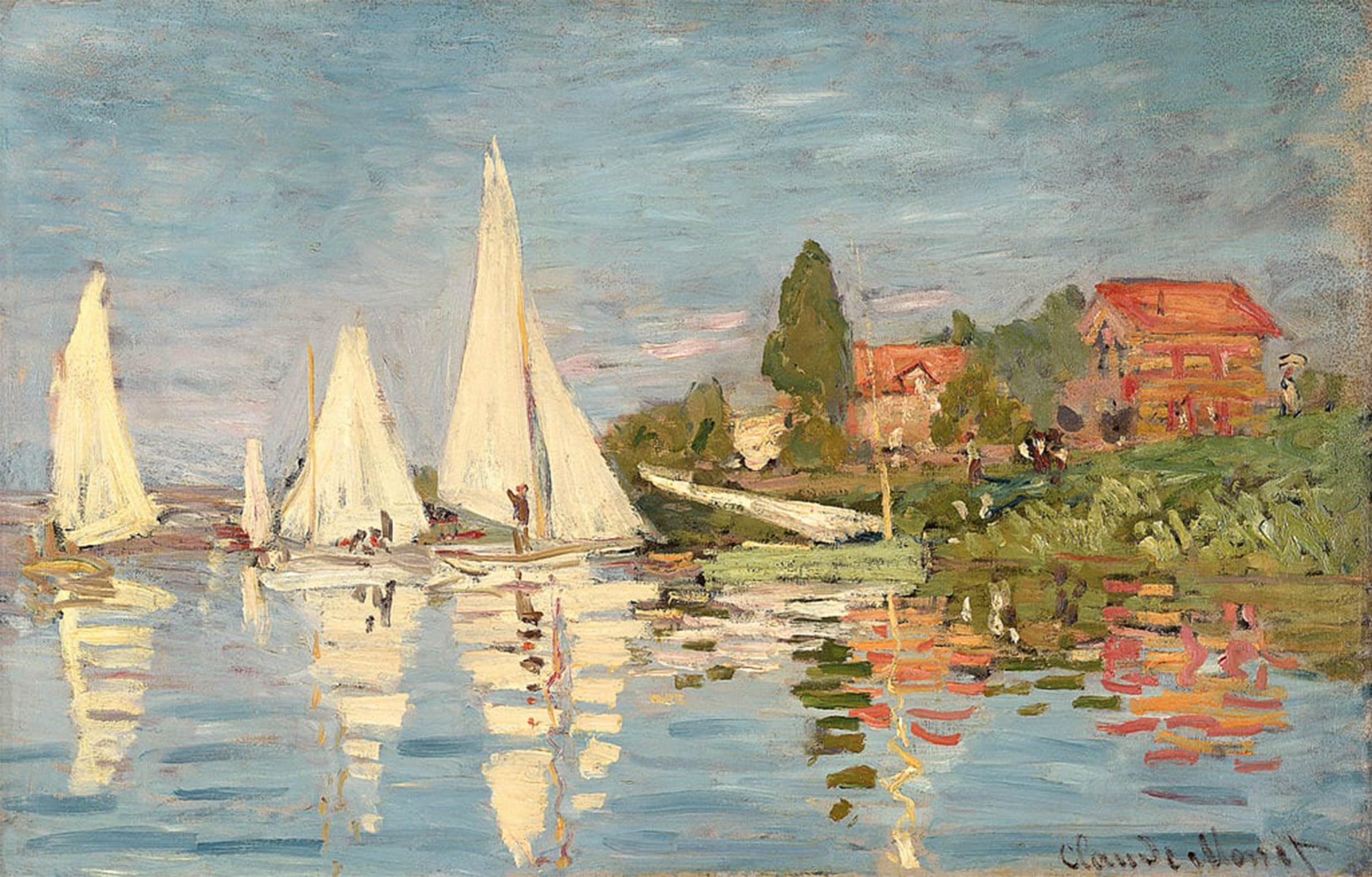 SERENDIPITP Retro Picture Poster Wall Art Pictures Painting Regatta At Argenteuil by Claude Monet Wall Art Canvas Print for Wall Decor 60x90cm
