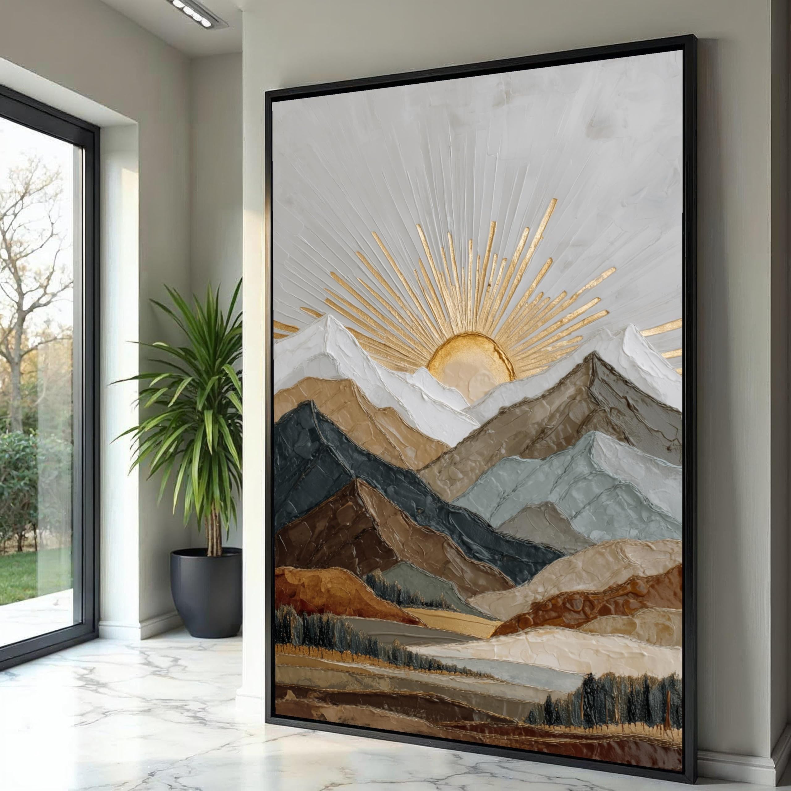 Décoration nature moderne affiche montagne dorée 60 x 90 cm - 8