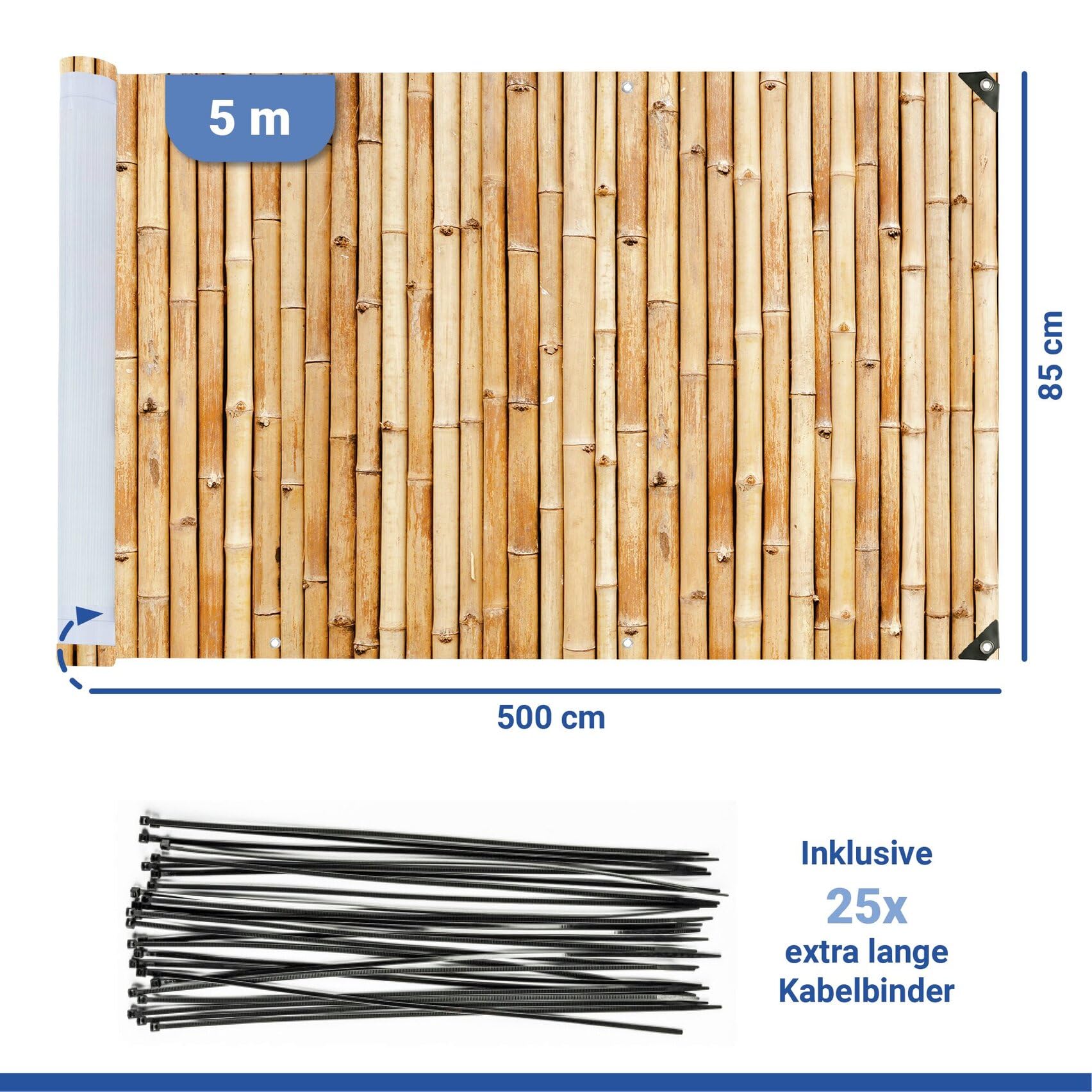 Maximex Pare-vue pour Balcon 5m x 85cm, Protège la Sphère Privée, à l'abri du Vent, Résistant aux UV et aux Intempéries, Séchage Rapide, Résistant à la Déchirure, Renforcé de Fibres de Verre