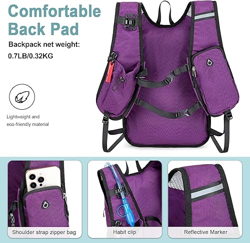 Miniatura 4 de BOVIP Mochila de hidratación ligera, mochila de senderismo multiusos de 15 litros con bolsa de agua de 1.5 L, mochila de agua hidráulica para