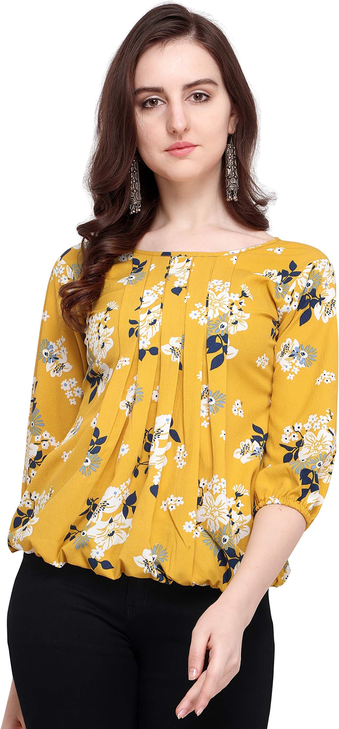 J B Women Solid Top with 3/4 Sleeves for Office Wear, Casual Wear, Under 399 Top for Women/Girls Top