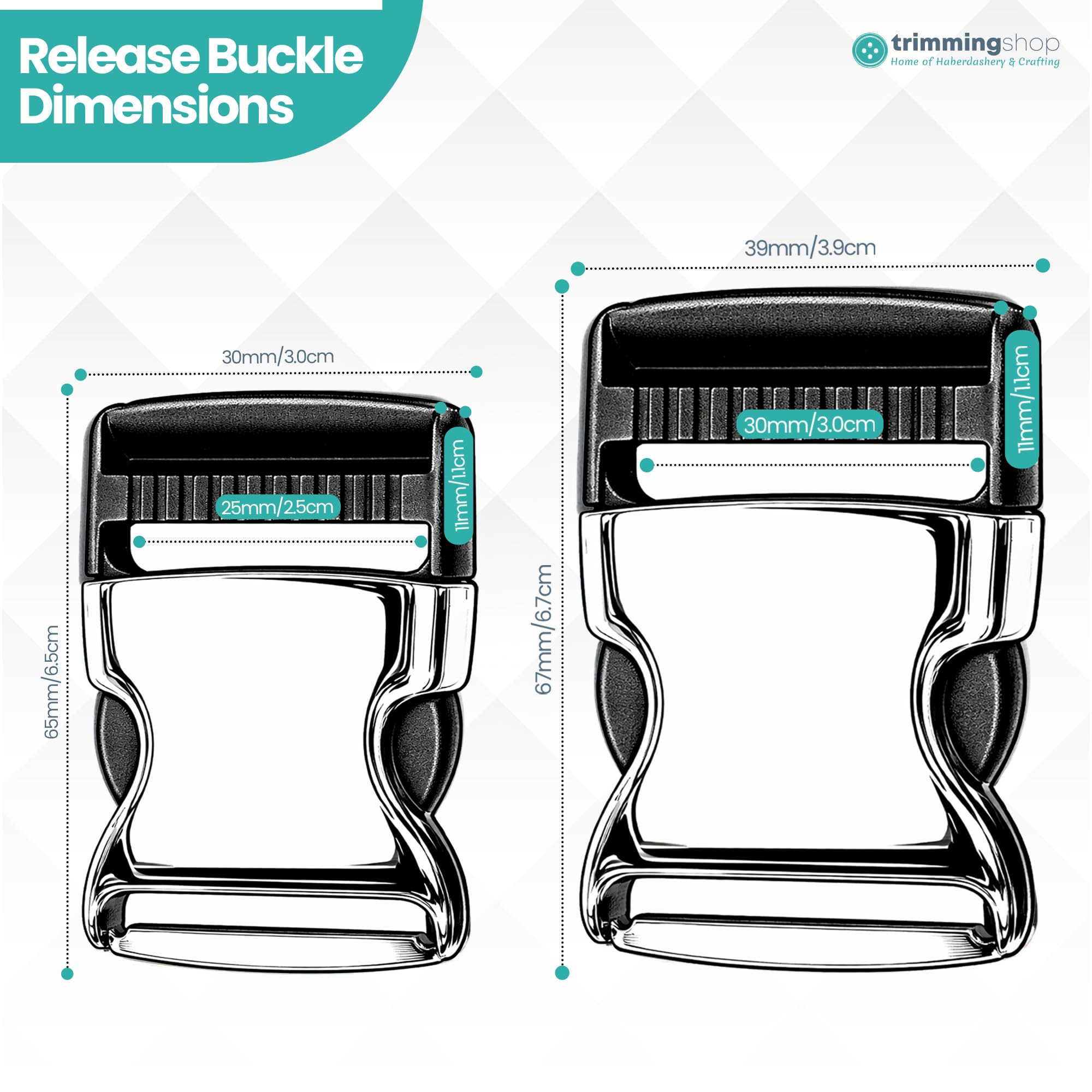 Trimming Shop Metal y Plástico Híbrido Rápido Doble Cara Liberación Hebillas Ajustable Tira Hebilla para Mascota Cuellos,Bolsas,Mochilas,Acampada Accesorios, 30mm, Simple - Plata y Negro, 25mm