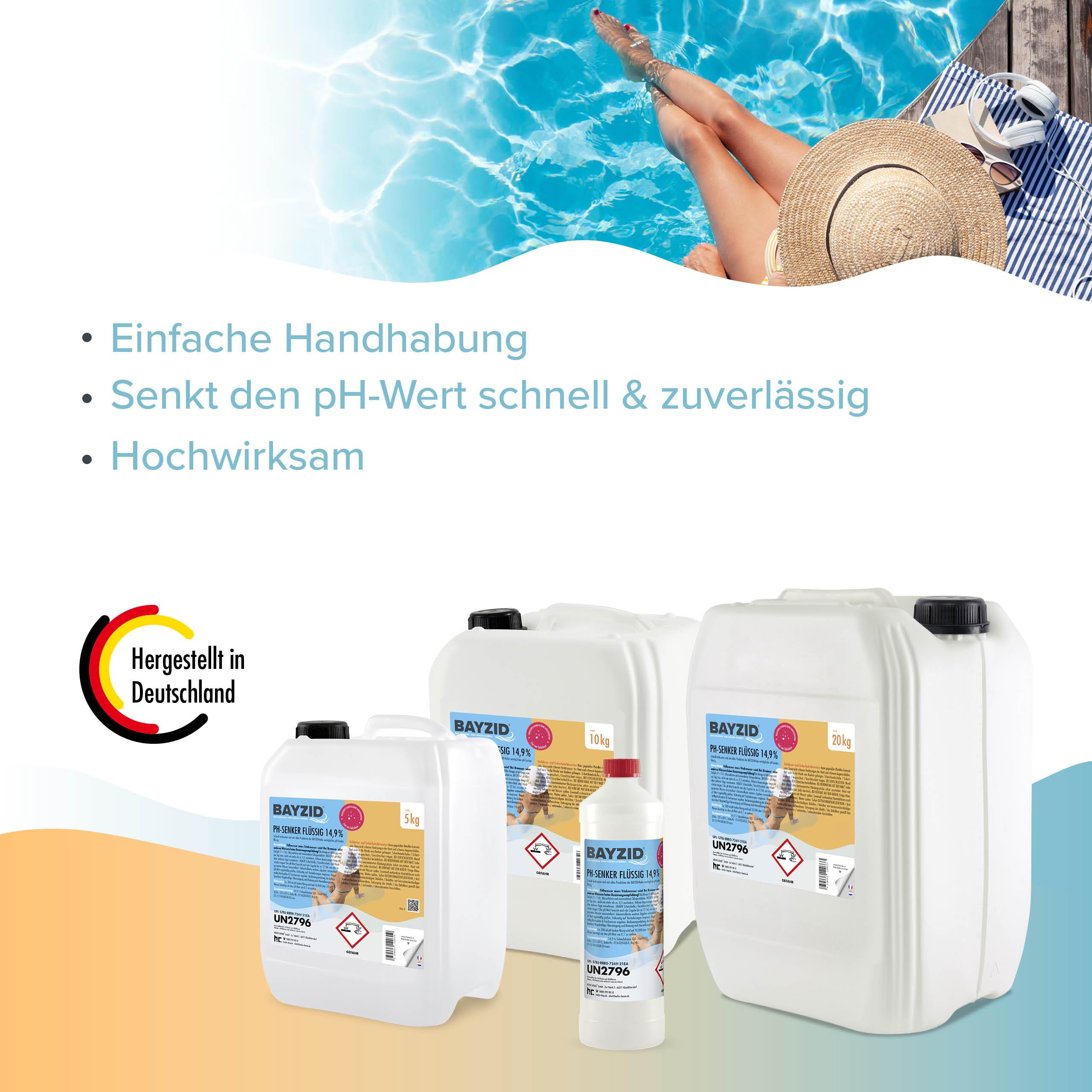 Höfer Chemie BAYZID pH Senker Minus 14,9% 20 kg für Pool Schwimmbad