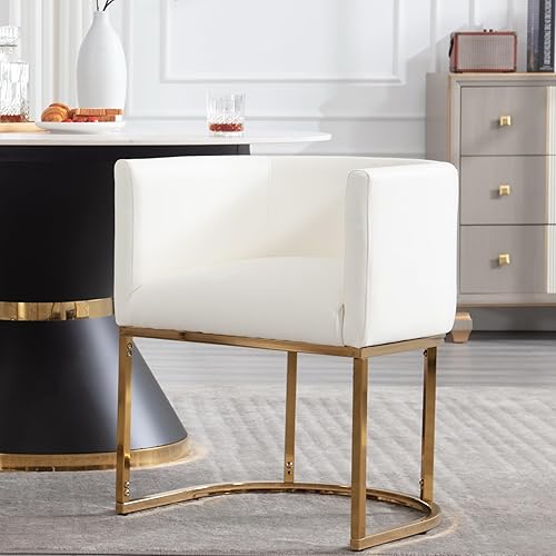 Miniatura 76 de Silla de comedor tapizada, moderna silla lateral de barril, sillas de comedor tapizadas, cómoda silla auxiliar de cocina para sala de estar, color
