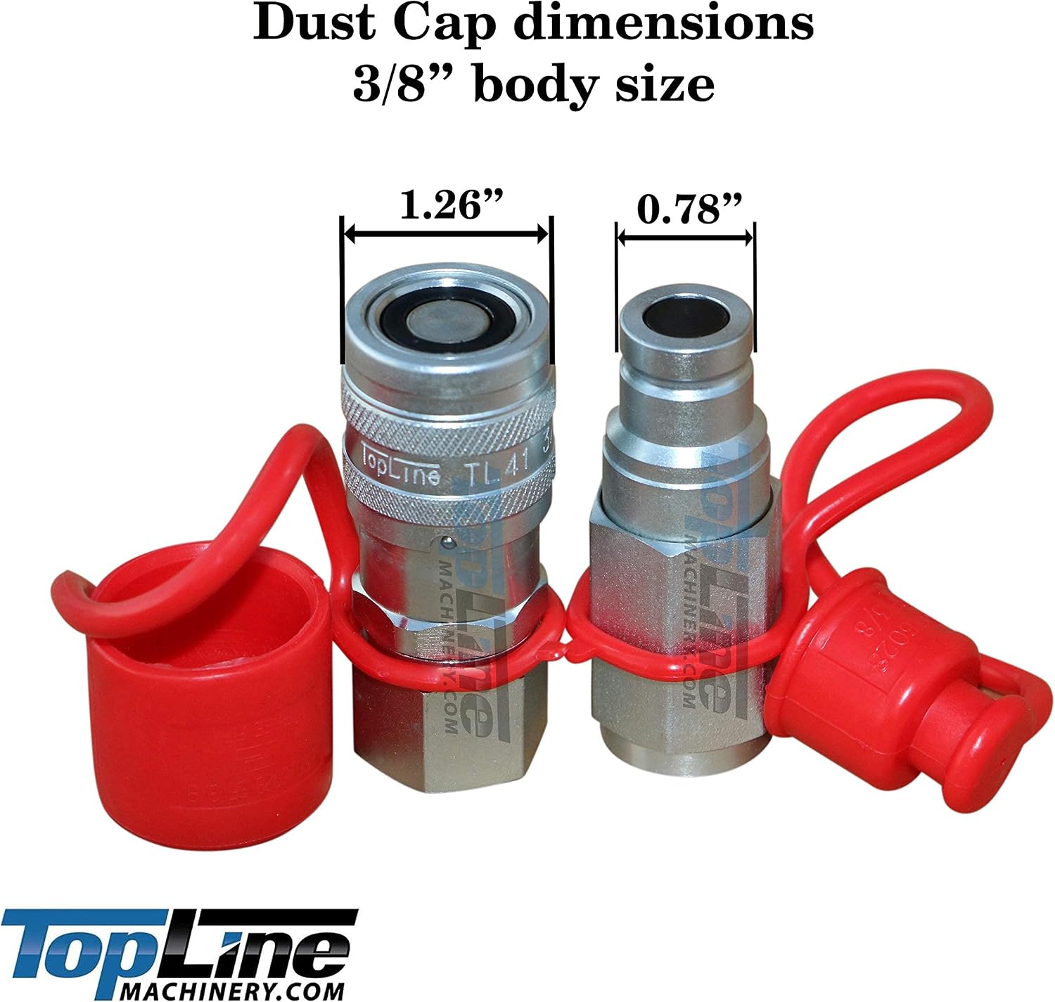 3/8 body size For Flat Face Hydraulic Quick Coupler Rubber Caps Plug Set - Skid Steer Coupling - Fits Bobcat Couplers (1) set