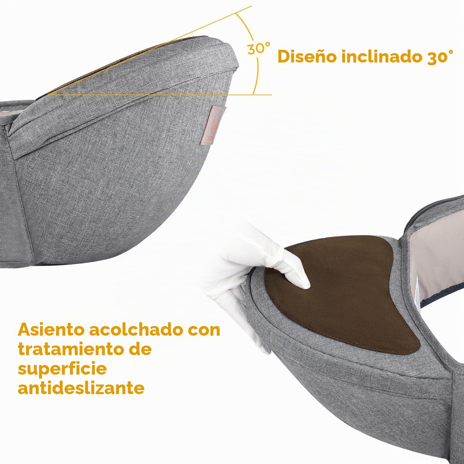 GAGAKU Portabebé Taburete de Cintura para Bebé 0-36 Meses Recién Nacido - Gris Poliéster