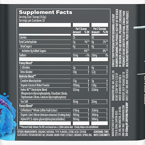Miniatura 2 de Sunwarrior Bebida energética en polvo para antes del entrenamiento, suplemento vegano a base de plantas, hidrata, concentración, resistencia y