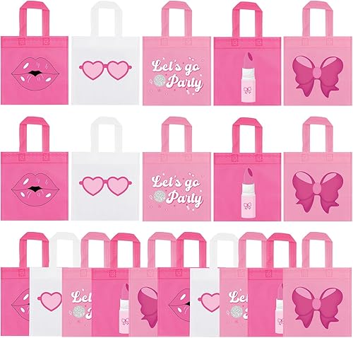 FHzytg 20 bolsas de regalo de fiesta rosa para niñas, bolsas de dulces de princesa rosa intenso, bolsas de regalo, bolsas de regalo para fiesta
