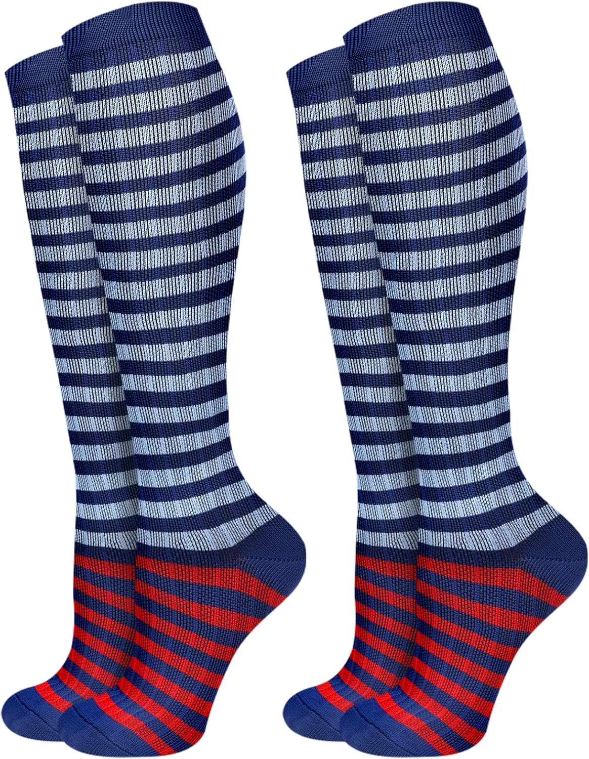 2Packs Compression Socks for Women - 15-20 mmHg Graduated Circulation Support for Nurses, Athletes and Travel