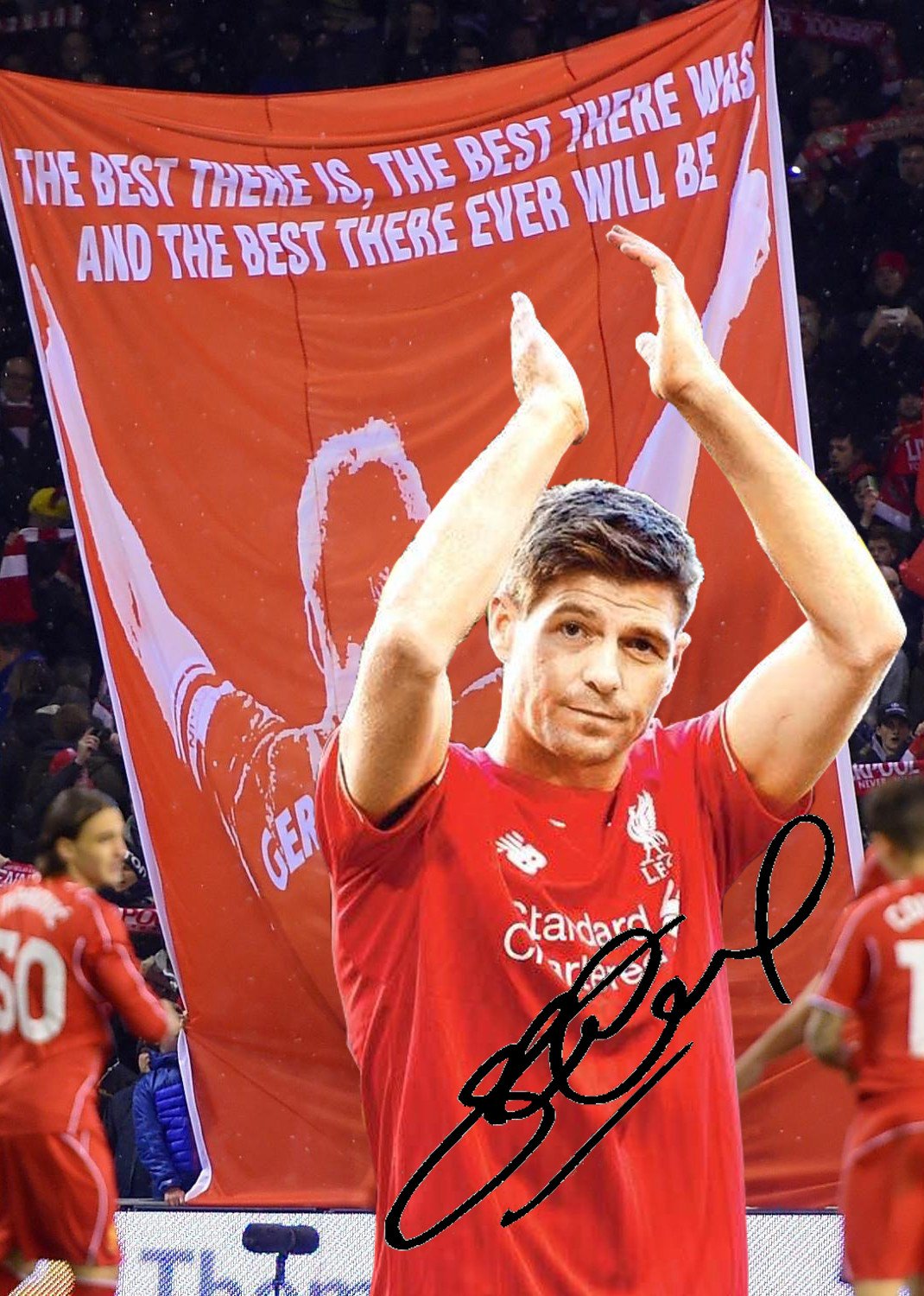 Signed Black Soccer The Last Game Signed Steven Gerrard Liverpool FC Autographed Photo Photograph Football Picture Frame Gift