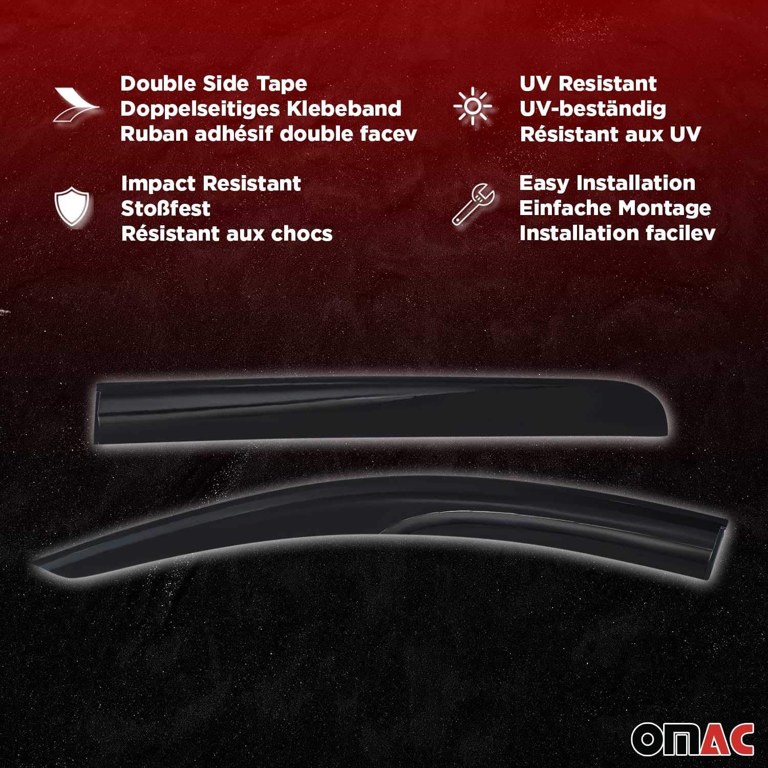 OMAC Window Visor Vent Rain Guard Deflector for VW Golf GTI MK7 2015-2021 Smoke 4 Pcs