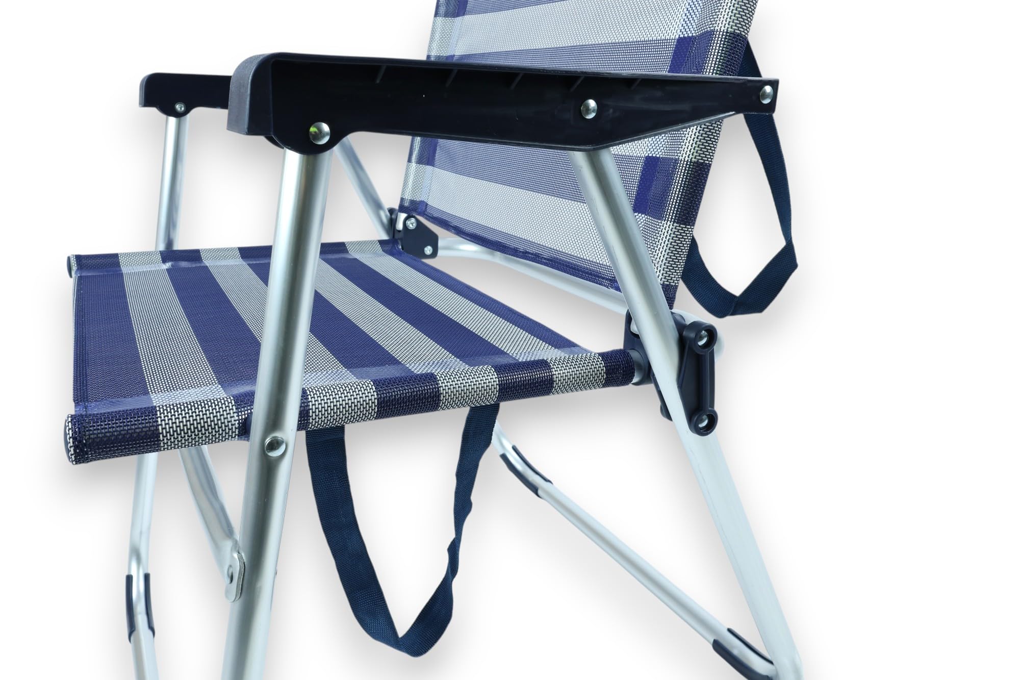 HERSIG - Silla de Playa Plegable de Aluminio con Asa, Estructura Reforzada y Tejido Anti-Desgarro para Relax en Exterior con Respaldo (Azul)
