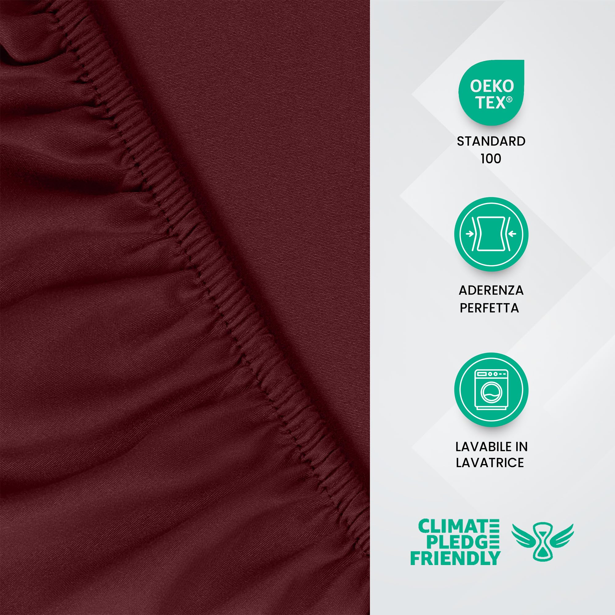 Utopia Bedding Lenzuolo con Angoli Due Piazze Matrimoniale - 180x200cm - Bordeaux - Microfibra di Poliestere Spazzolato - Lenzuolo sotto con Angoli Elasticizzato