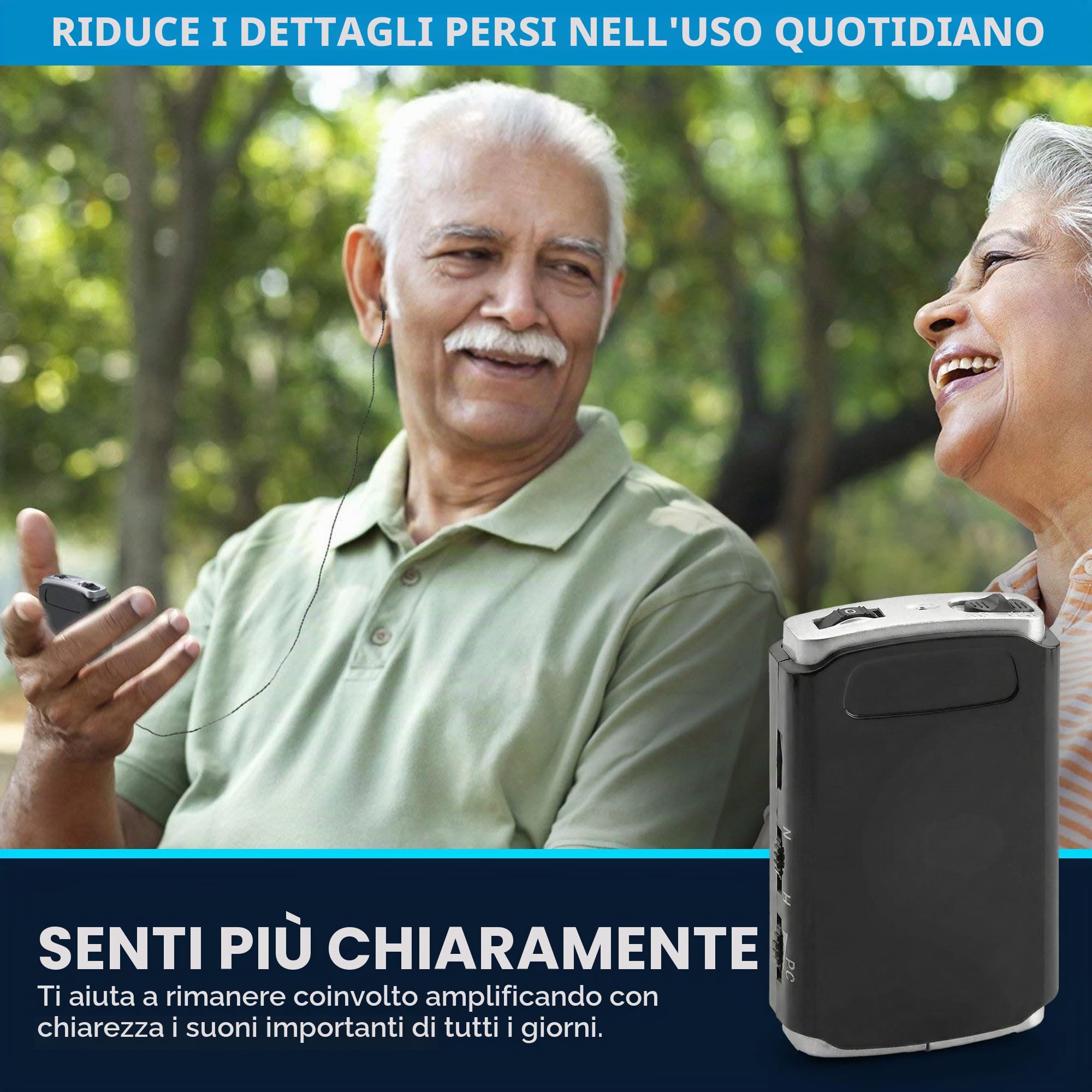 Dispositivo audio - Dispositivo Pocket Sound Voice Enhancer con Duo Mic/Ear Plus Set di cuffie e microfono extra, dispositivo personale di MEDca