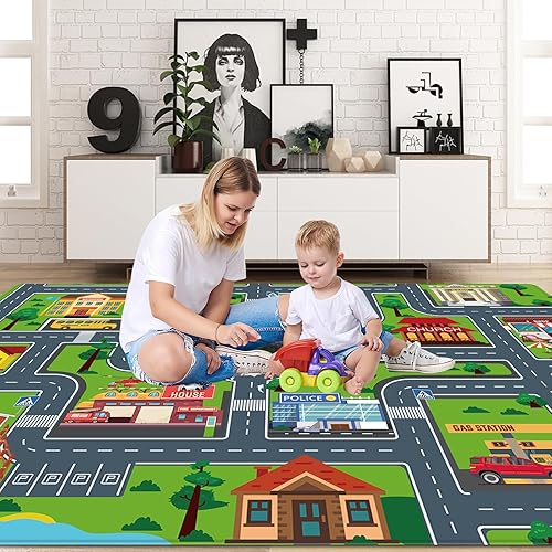 Miniatura 4 de Alfombra de juegos para niños, alfombra de juegos para niños, alfombra de coche para niños, alfombra de juegos para niños, alfombra de mapa de ruta