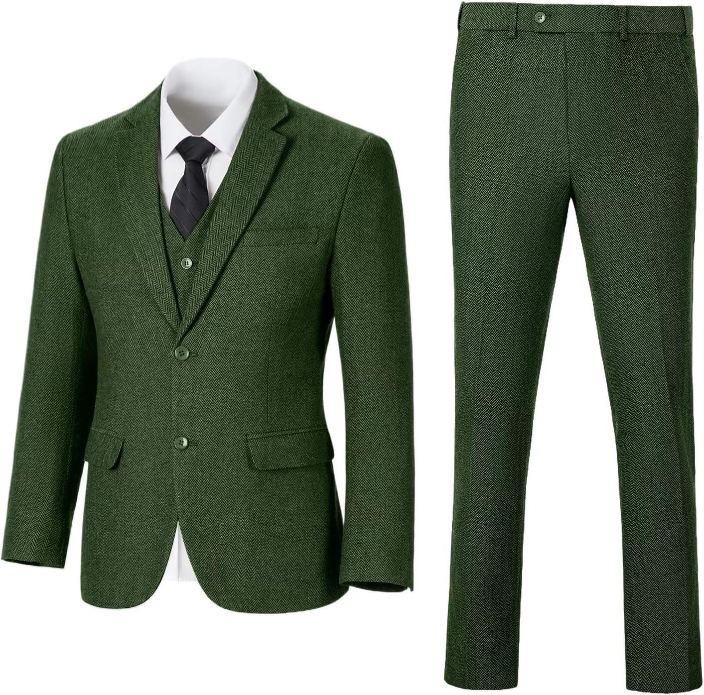 Tweed Herringbone Boys Suit 3 Piece Slim Fit Retro Kid Suits Tuxedos Set Prom Outfit Jacket Blazer Vest Pants for Boy