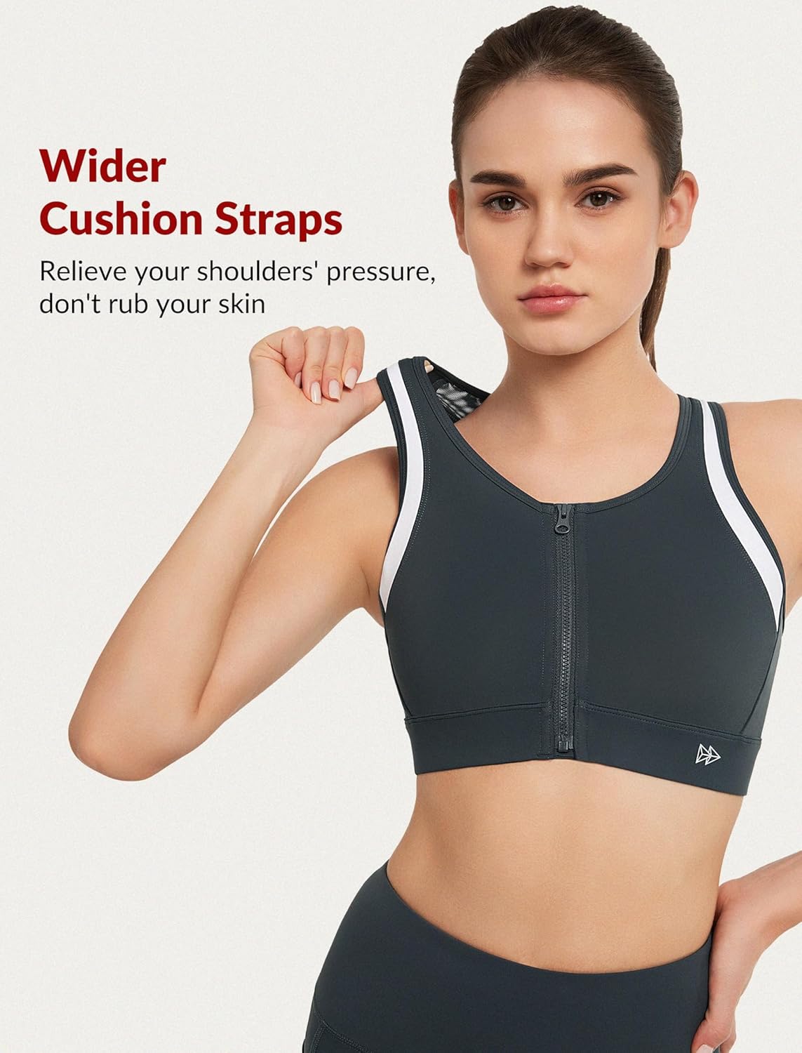 Yvette Front Zipper Sports Bras for Women High Support Color Blocking Plus Size Sports Bra High Impact for Running Workout - Image 5